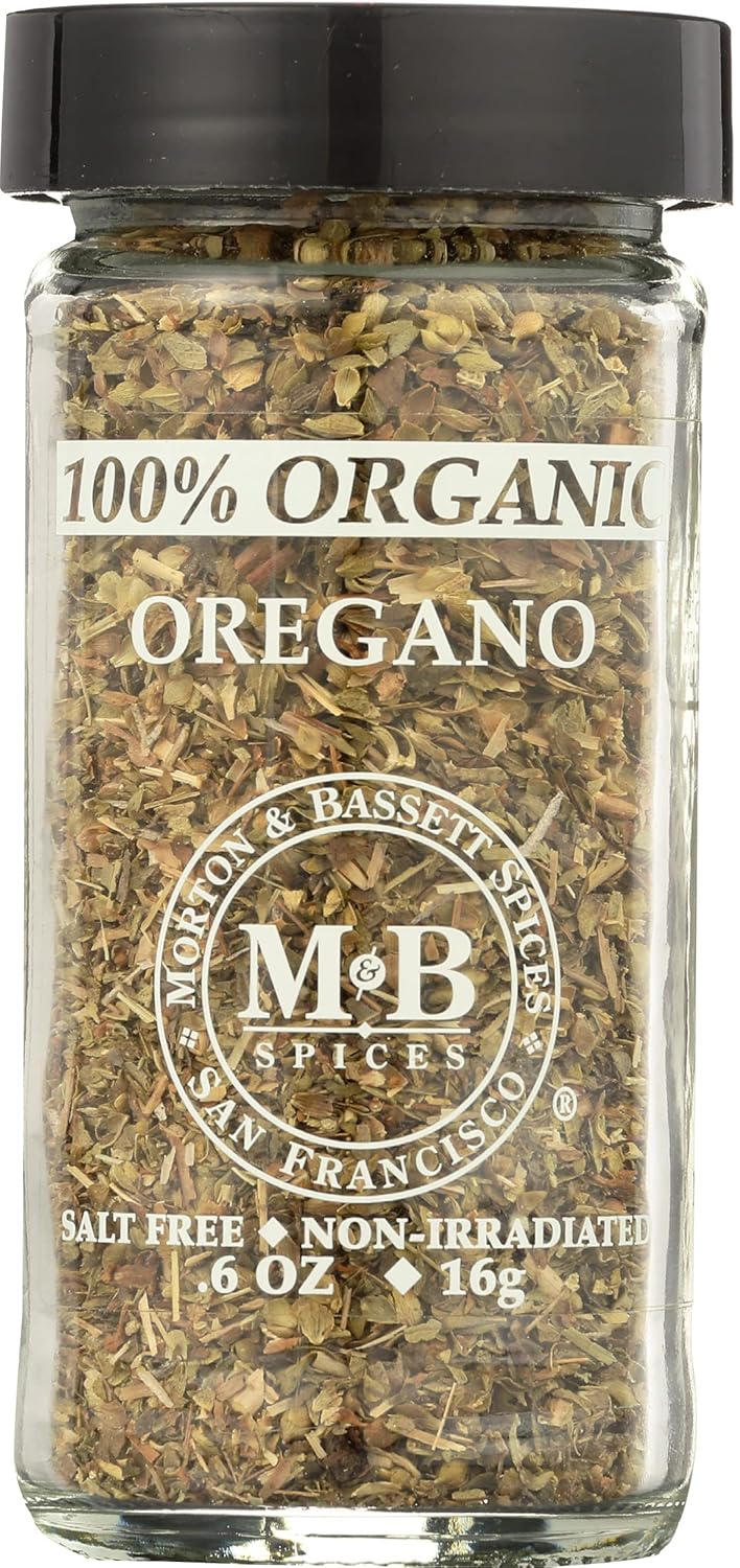 Morton & Bassett 100% Organic Oregano | Bold, Herbaceous Flavor for Italian, Greek & Mexican Cuisine | Gluten Free, Salt Free, Non-GMO | 0.6 oz Jar