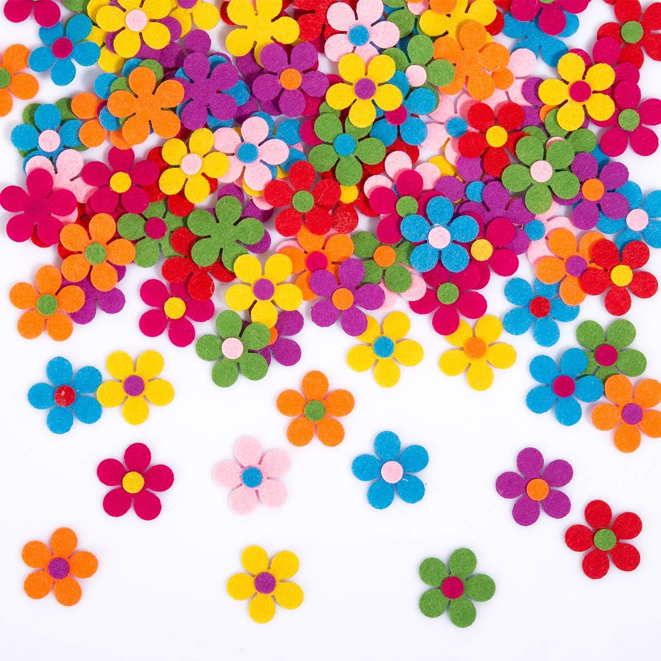 Naler 120pcs Felt Flowers Fabric Flower Embellishments for DIY Crafts Sewing Handcraft Decoration, 1.1 Inch, Assorted Colors