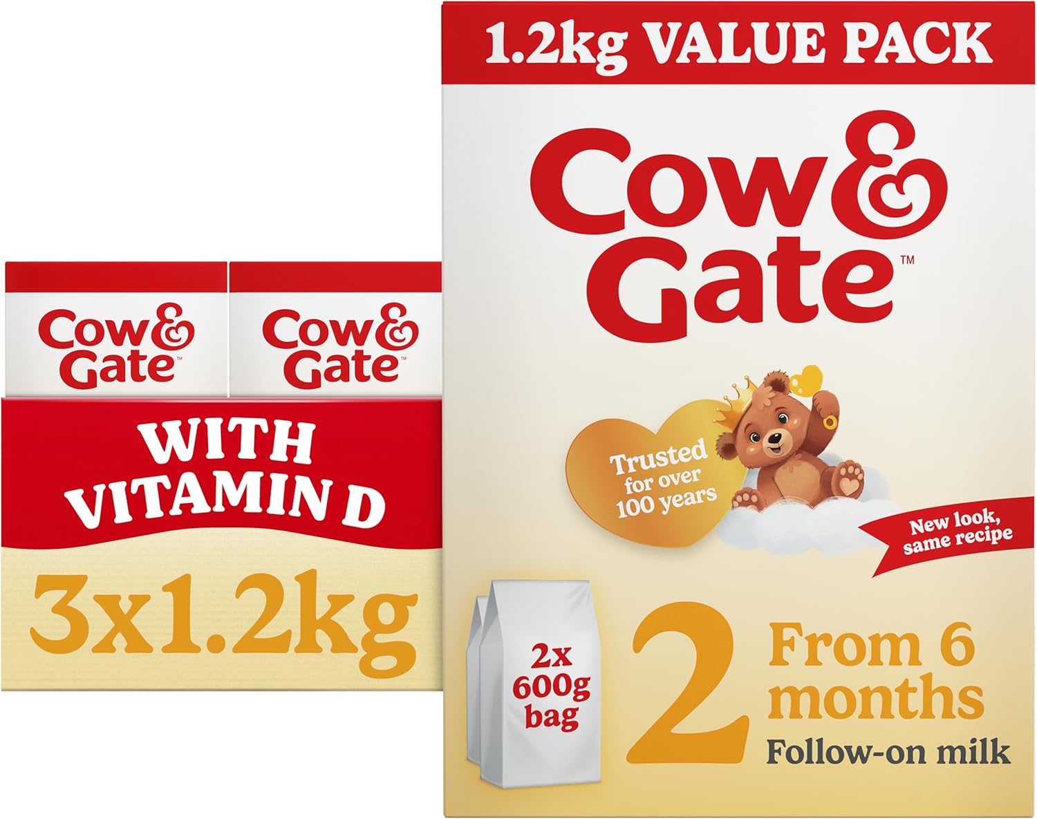 Cow & Gate 2 Follow On Baby Milk Powder Formula, 6-12 Months, 1.2K (Pack of 3)