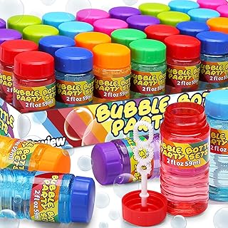 32 Pack Bubble Bottles Bulk for Kid (8 Colors), Bubbles Wand Attached to the Lid, Blow Bubble Solution Set with Gift Box for Child Party Favors Supplies, Outdoor Summer Toy, Birthday, Goody Bag Filler
