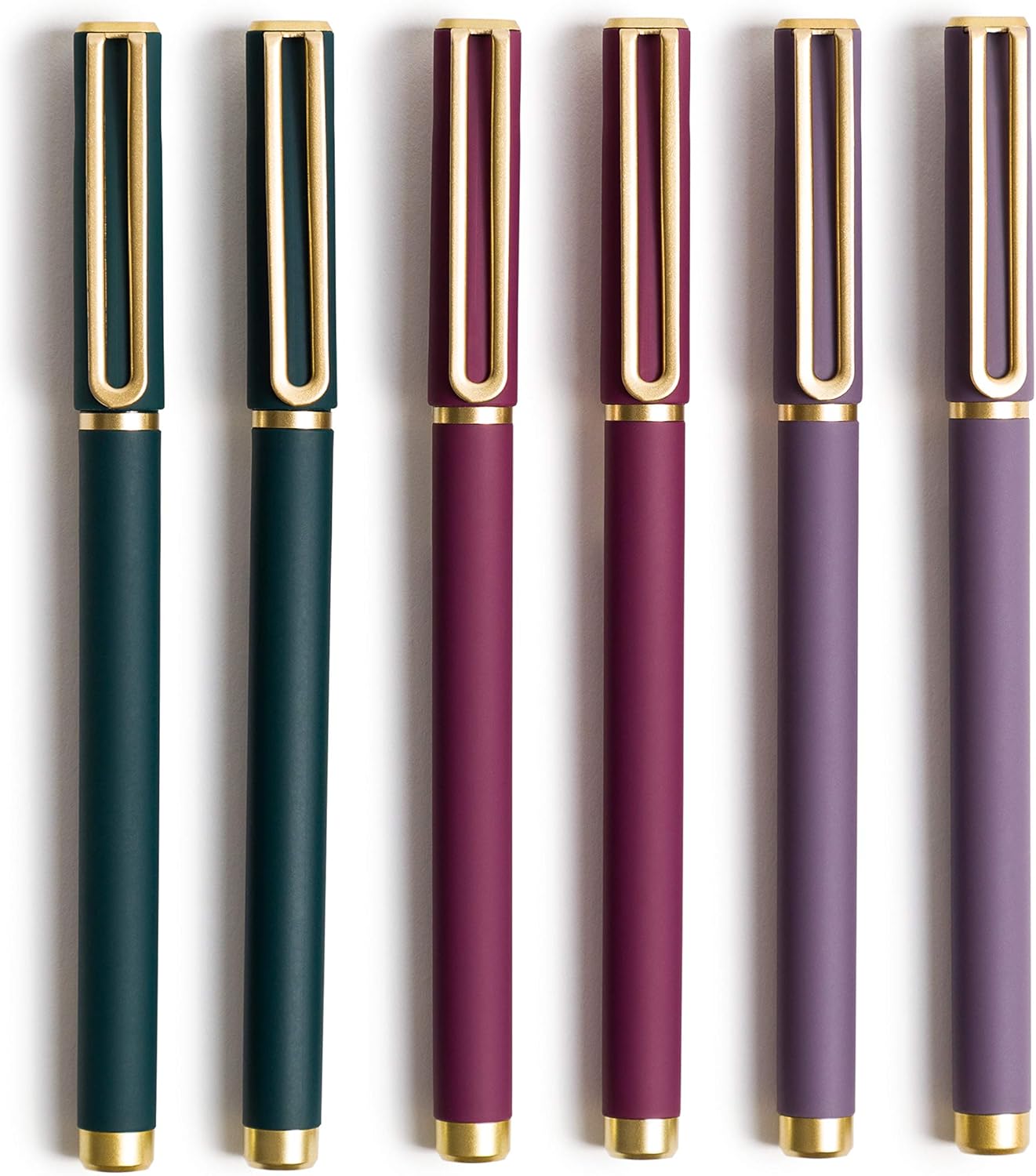 U Brands Catalina Felt Tip Pens, Set of 6, Soft Touch Jewel Tones with Gold Details, Medium (0.7 mm) Point, Black Ink