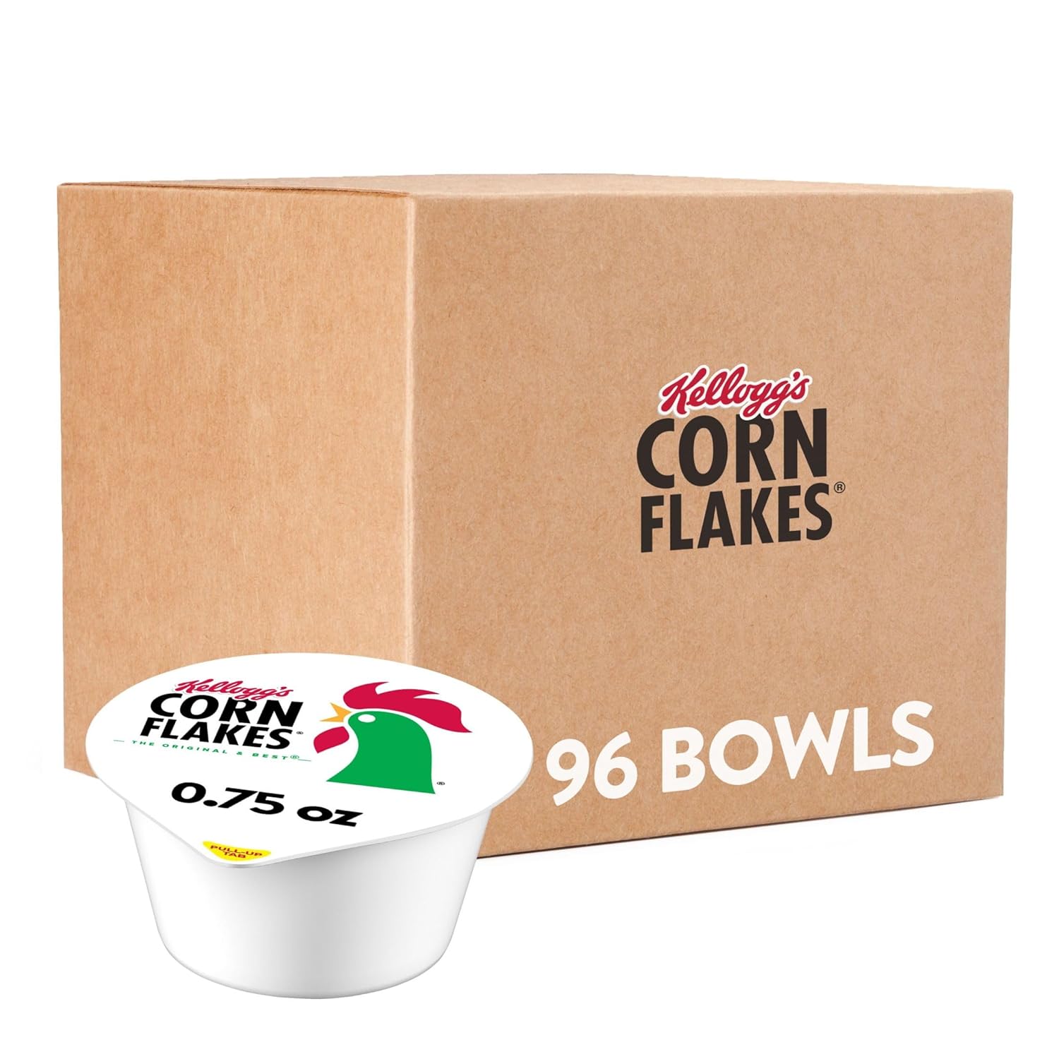 Kellogg's Corn Flakes, Breakfast Cereal, Original, .75oz (96 Count)