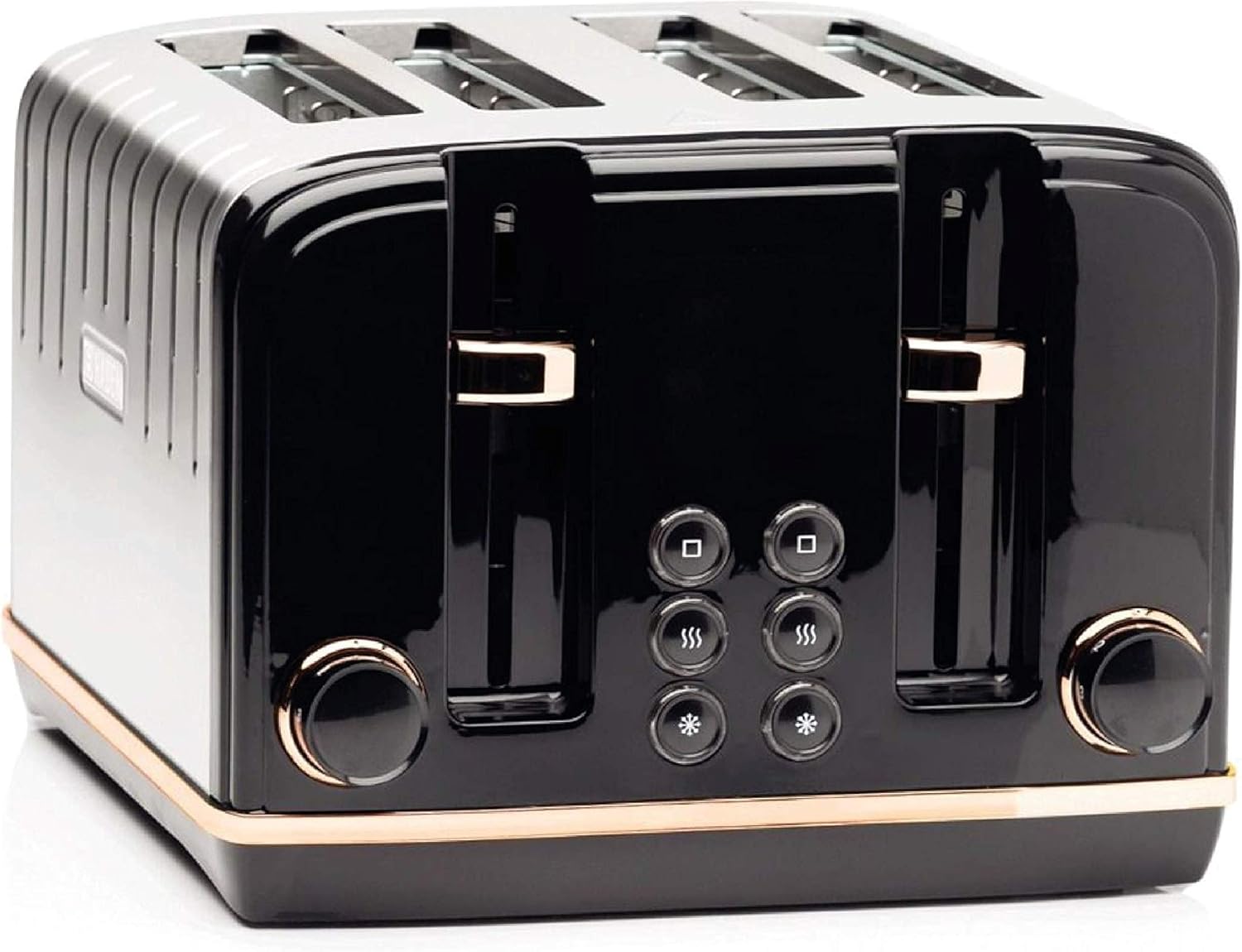 Haden Salcombe Black 4 Slice Toaster - Dual Browning Control, Retro Design, Wide Slot Toaster - Stainless Steel Housing - Self Centring Function - Easy To Clean 4 Slice Toaster - 2300W