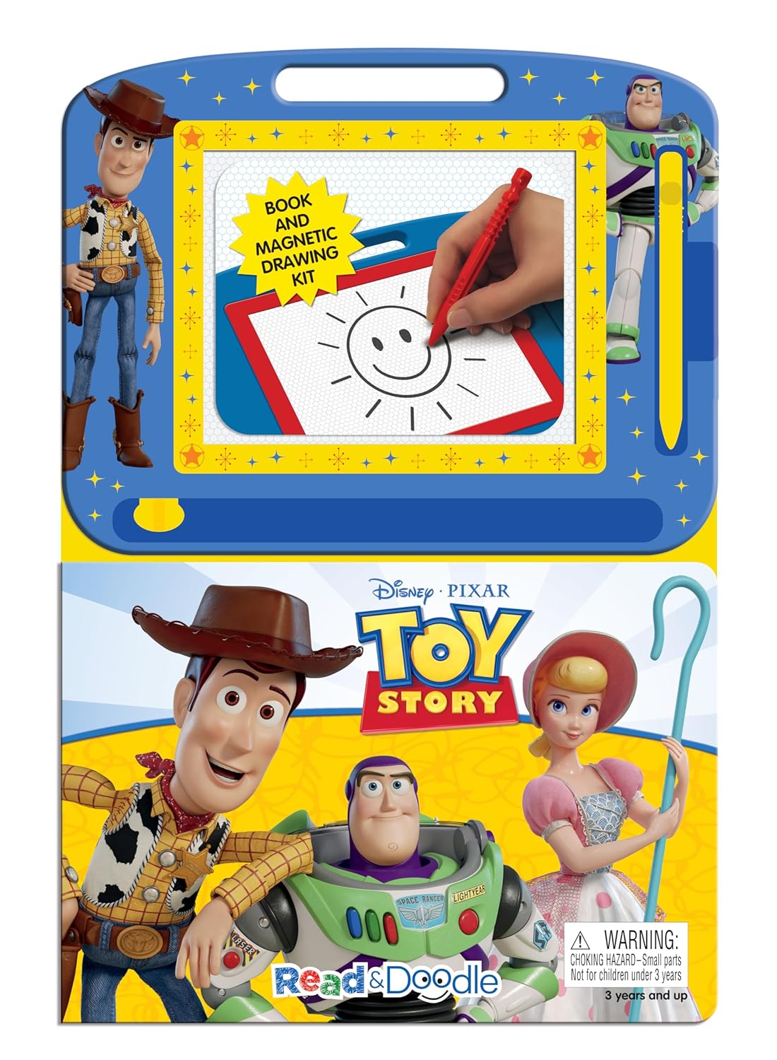 Disney / Pixar Toy Story 4 Read & Doodle - Learning resources for kids, a magnetic drawing pad, an easy-to-use pen, 22-page board book for reading and drawing