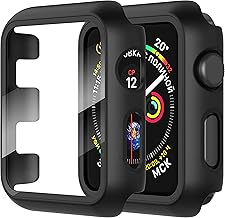 Diruite 2-Pack for Apple Watch Series 3/2/1 38mm Tempered Glass Screen Protector Case, Black