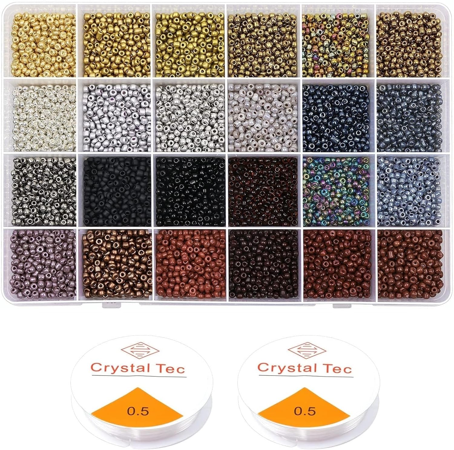Yholin 2mm Glass Seed Beads Kit, 12000 Pcs Small Pastel Craft Beads for DIY Jewellery Making