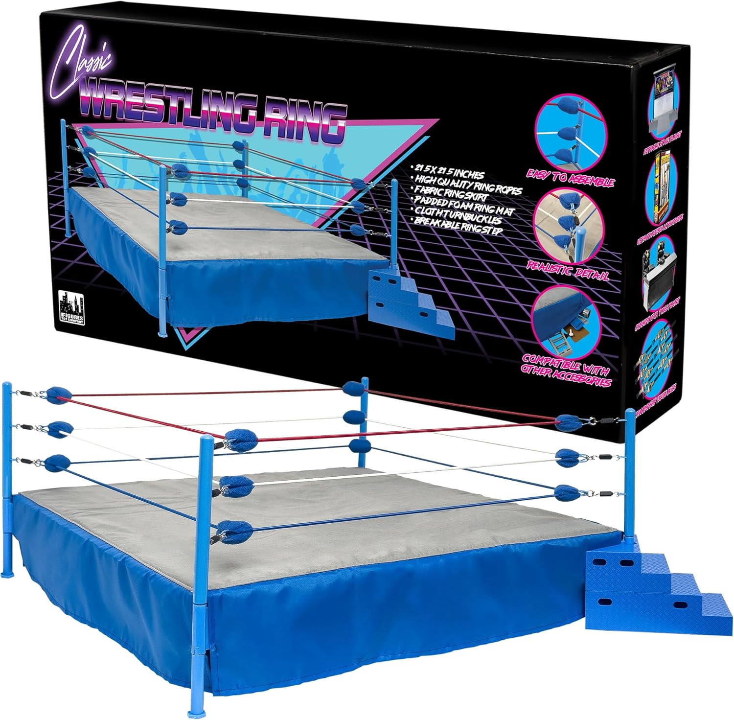 Figures Toy Company Classic Wrestling Ring for Wrestling Figures