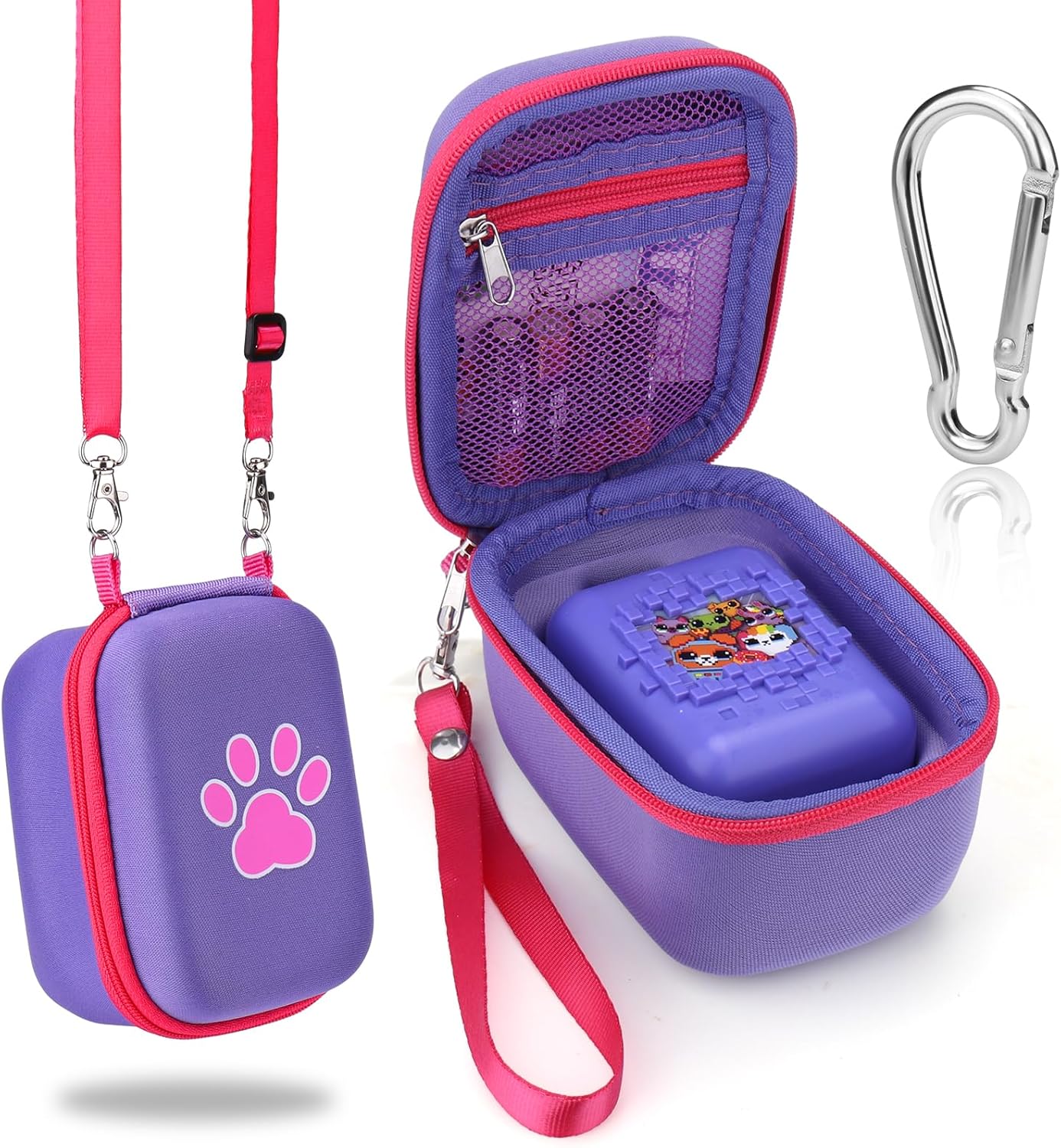 Mity rain Interactive Toy Digital Pet and Case Compatible with Bitzee, 3 in 1 Portable Holder for Hand/Neck/Bag Carrying with Storage Pocket, Electronic Pets Toys Accessories