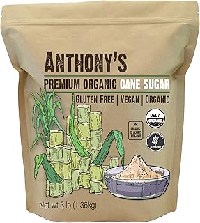 Anthony's Organic Cane Sugar, 3 lb, Granulated, Gluten Free & Non GMO