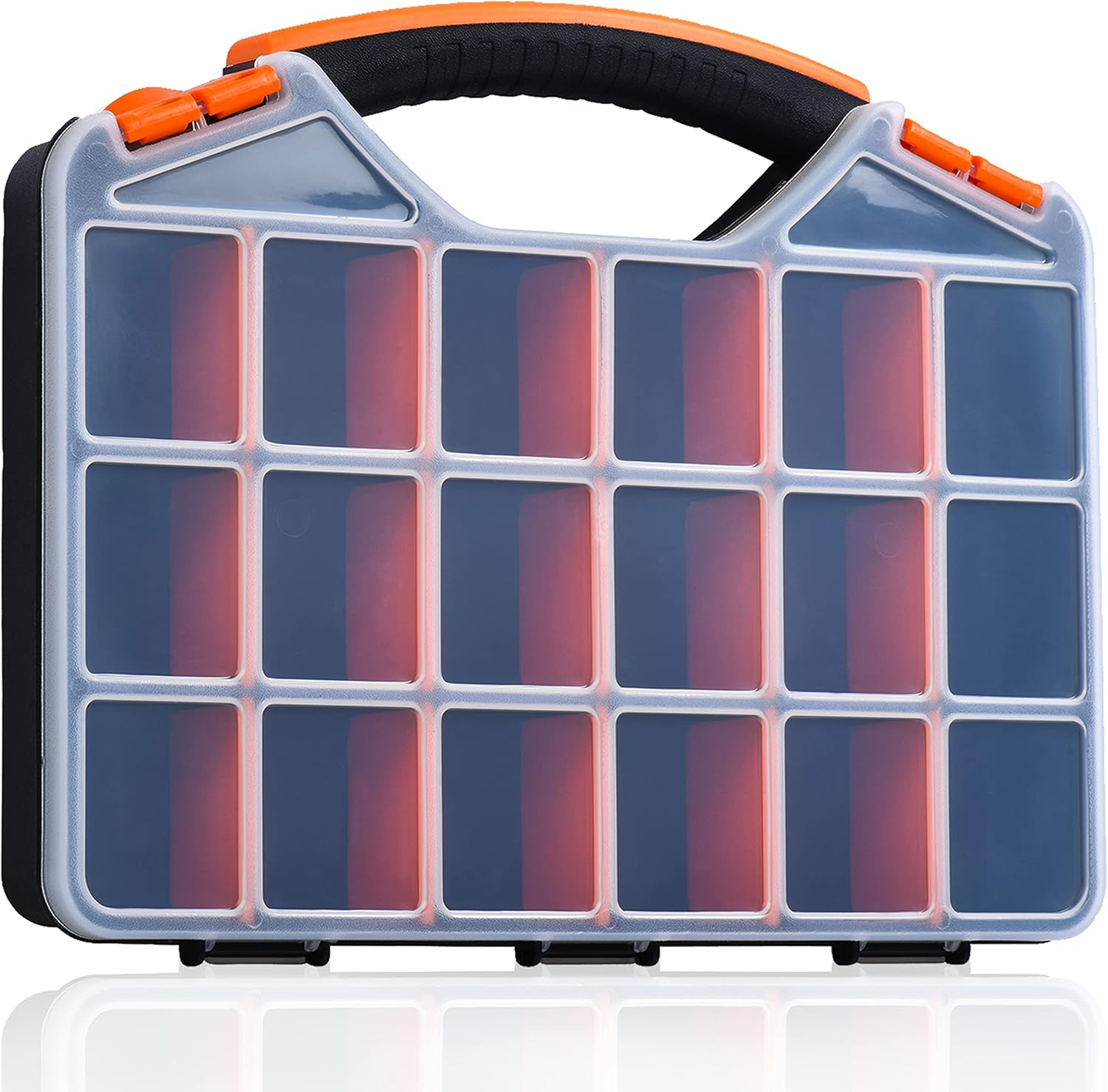 Andalus Storage Box With 18 Compartments - Small Hardware Parts Organizer Box - Made of Durable Plastic - Excellent for Screws Nuts and Bolts (1 Pack (12.75 x 10 x 1.75 Inches))