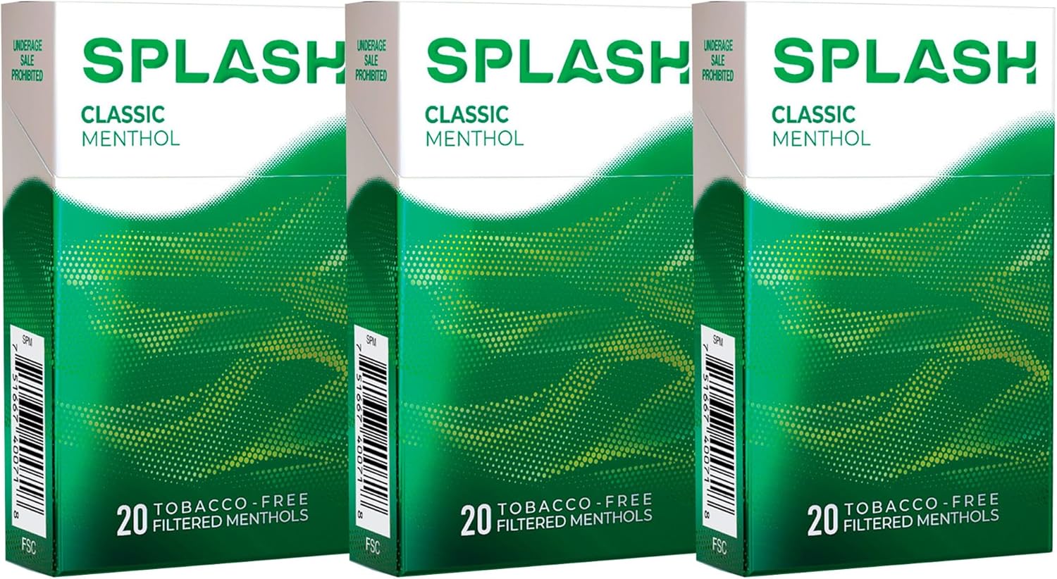 Splash by Djarum Herbal Cigarettes - Classic Menthol - Tobacco & Nicotine Free (3 Pack!)