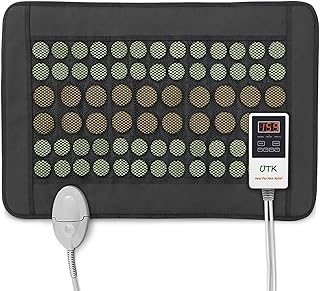 UTK Heating Pad for Back, Far Infrared Natural Jade and Tourmaline Heating Pad, Smart Controller with Memory Function, Auto Shut Off and Travel Bag Included, Small Pro (23.5 inches X 16 inches)