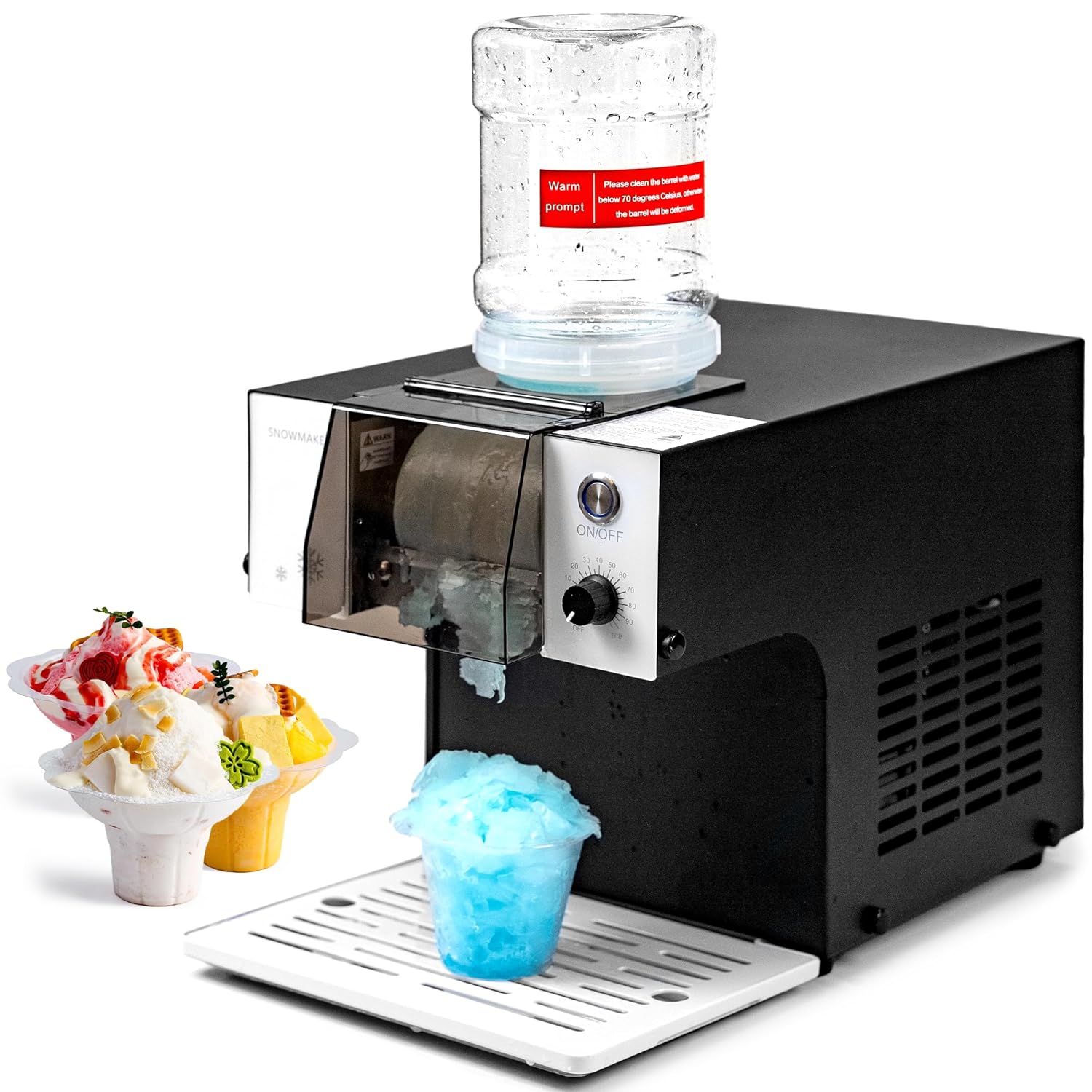 VNN Slushie Machine - 150LBS/24H Commercial Shaved Ice Machine, Snowflake Ice Machine, Instant Snowflake Ice from Your Favorite Drinks