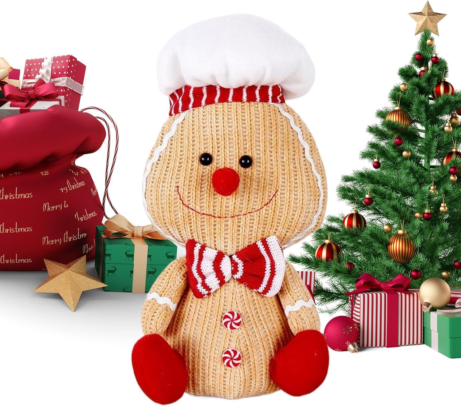 Christmas Gingerbread Decor | Luminous Doll Cute Gingerbread Decor,Christmas Decorations Doll for Fireplace Shelf Farmhouse Living Room Bedroom School Office Party Holiday Dorm