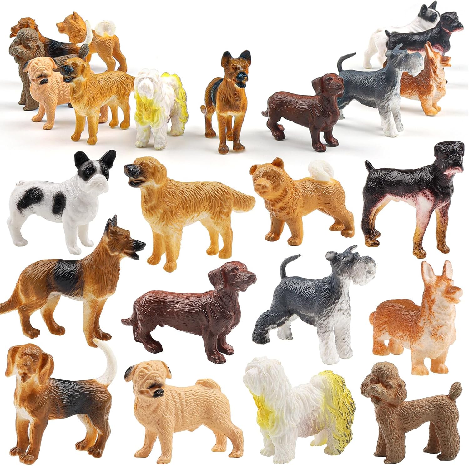 Dog Figures for Kids, 12pcs Plastic Realistic Puppy Figurines, Small Dog Cake Topper, Learning Educational Toys Cake Toppers Birthday Gift for Kids Toddlers