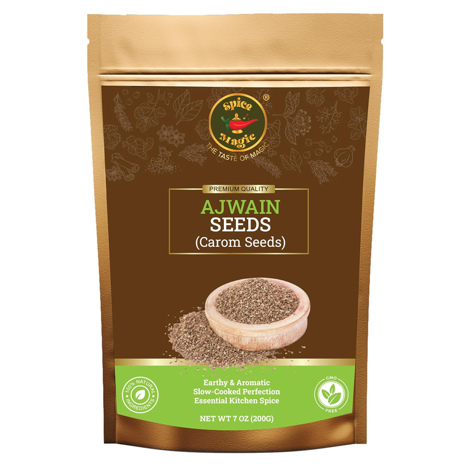 Spice Magic Ajwain Seeds I Carom Seeds I Bishops Weed ~ 100% Pure, Aromatic & Natural I Non-GMO I Vegan I Indian Origin 7oz (200 gms)