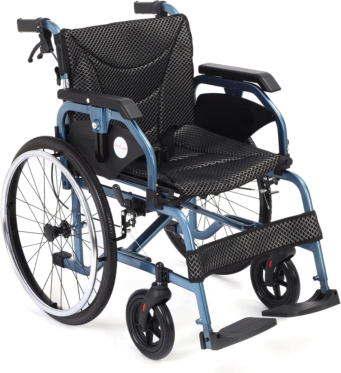Foldable Lightweight Wheelchairs with Handbrakes for Adults, Weights Only 30 lbs, Transport Wheelchairs with Flip Up & Height Adjust Armrest (22inch Rear Wheel)