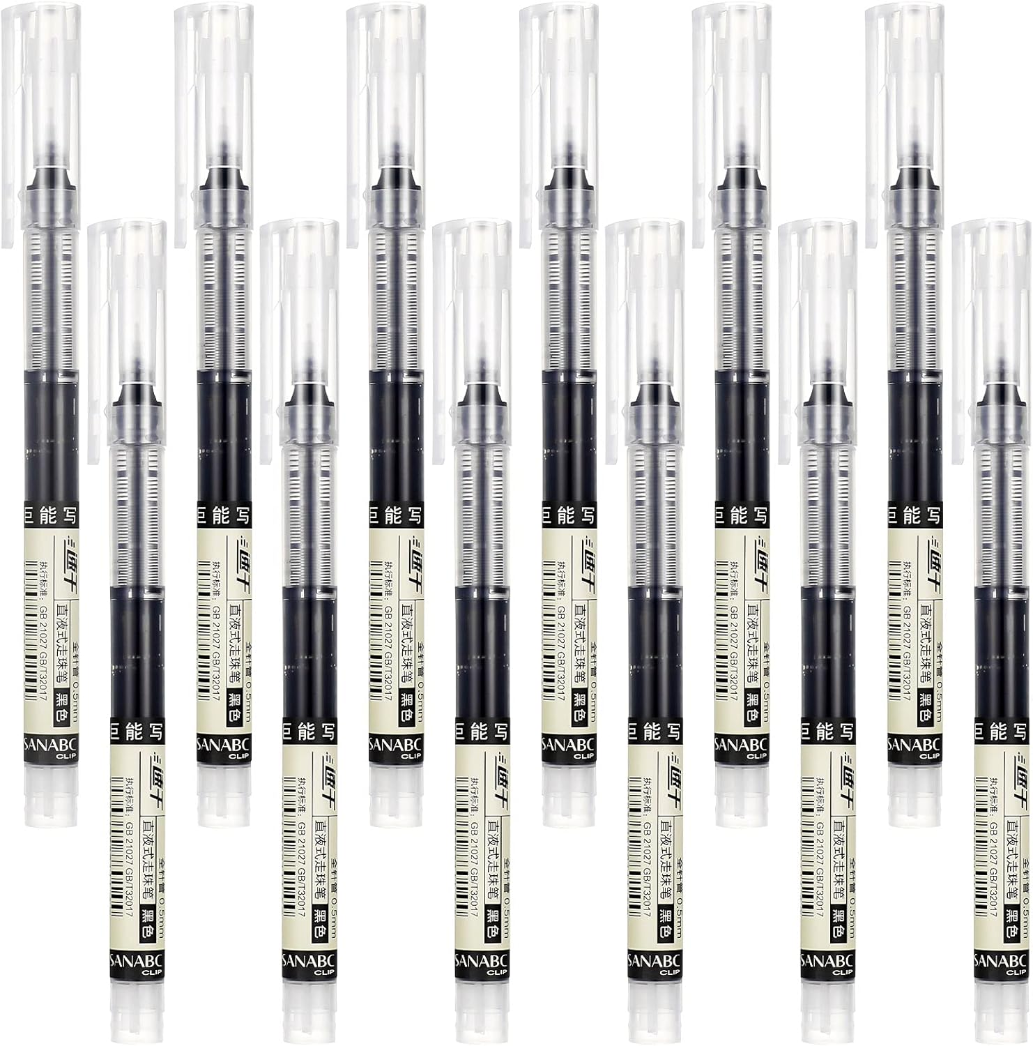 12 pieces Rollerball Pens Black, 0.5mm Liquid Ink Rollerball Pen Fine Point Pens Gel Ink Pen Writing Pens Quick-Drying Ballpoint Pens Black Ink for Office School