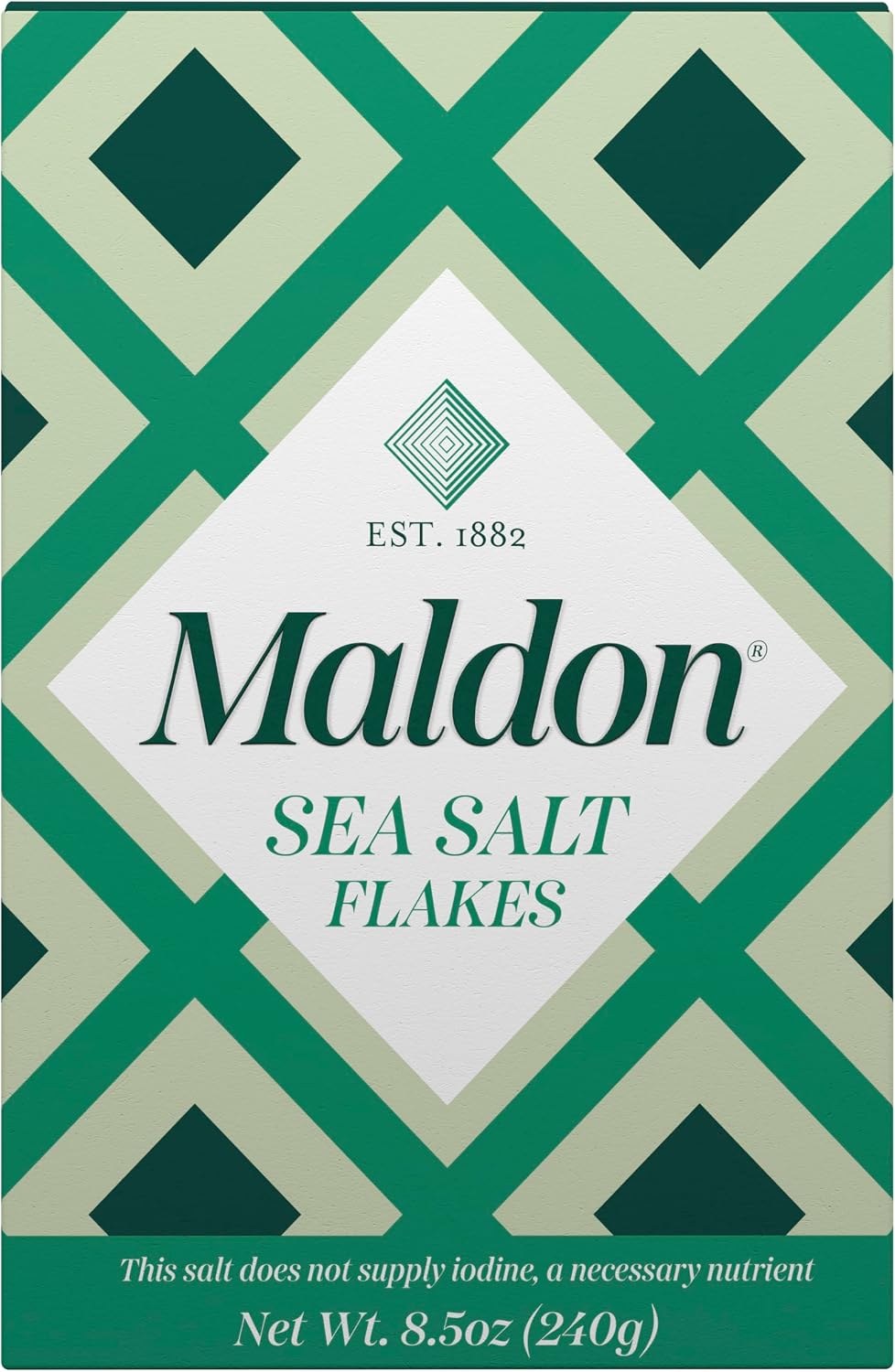 Maldon - Sea Salt Flakes, Unique Pyramid Shaped Salt Flakes, Perfect for a Wide Range of Dishes, Hand-Harvested for Four Generations, 250g Box