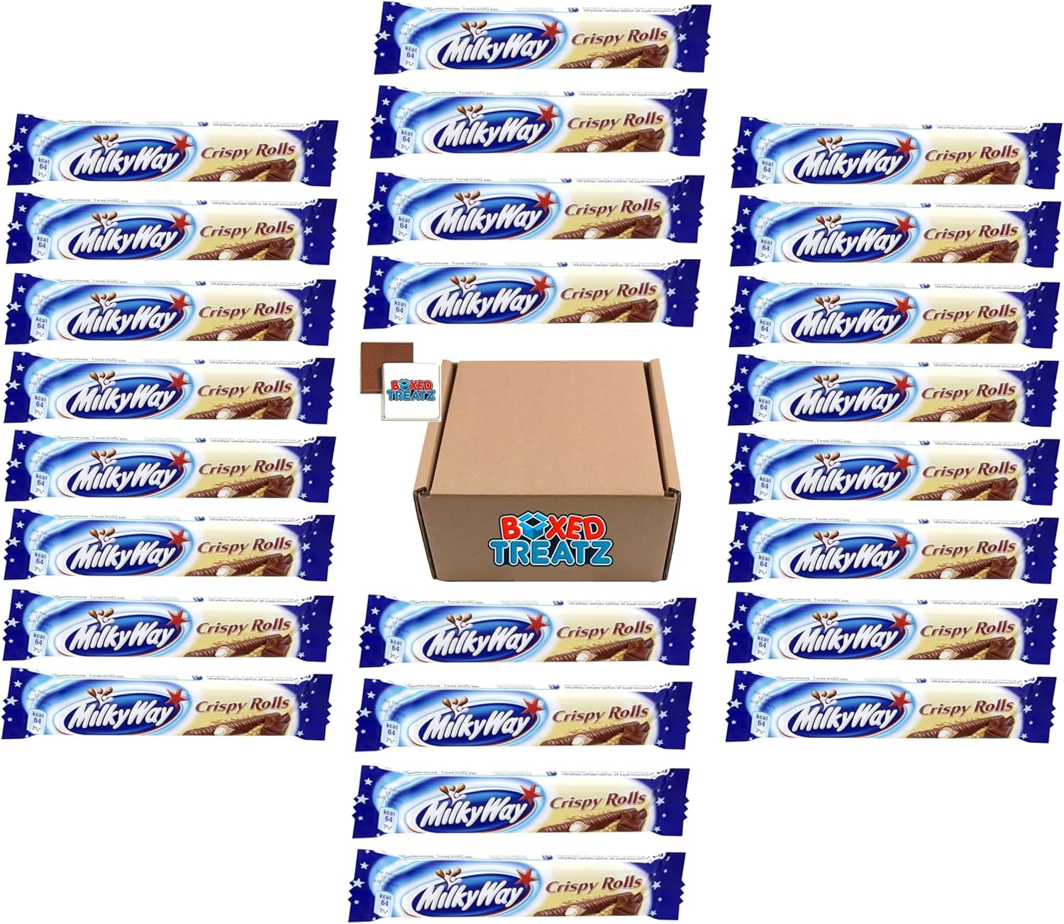 Milky Way Crispy Rolls Chocolate Bars - Full Box of 24 Bars (22.5g Each) - Milk Cream Filled Crunchy Wafer Delight Boxed Treatz