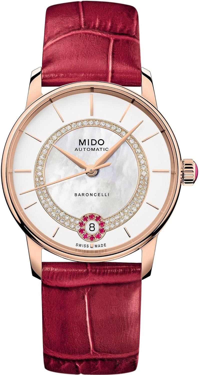 MIDO Baroncelli Lady Necklace - Swiss Automatic Watch for Women - White Dial - Case 33mm - M0378073603101