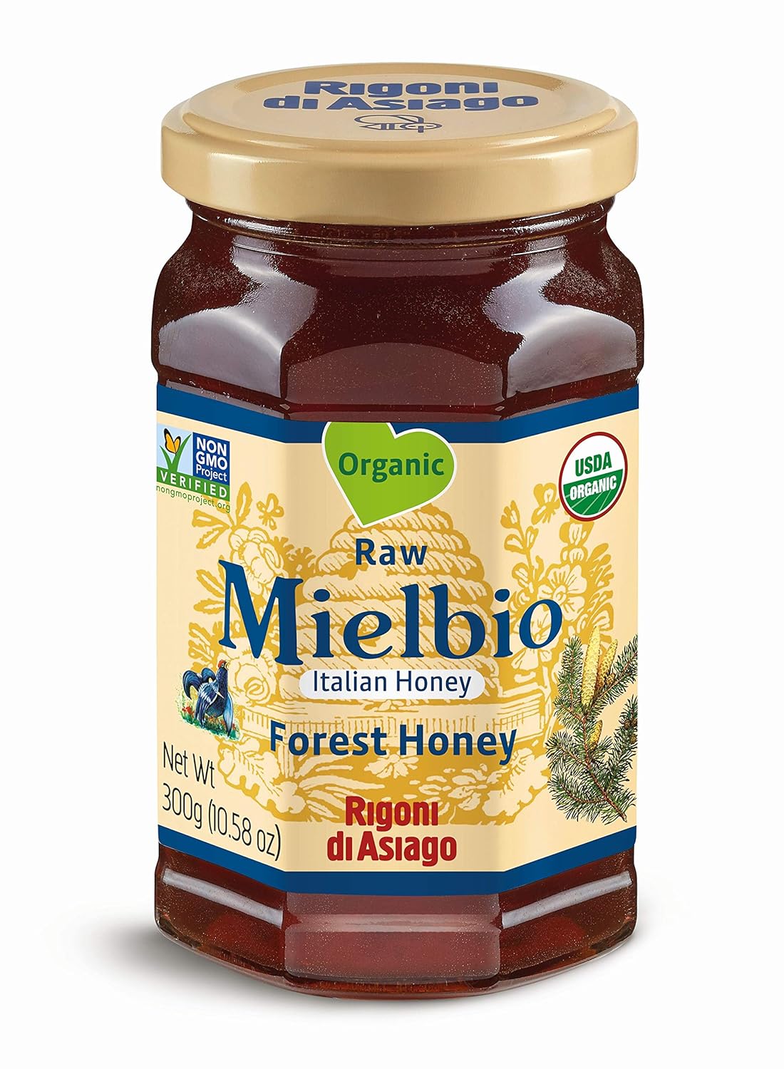 Rigoni di Asiago Organic Forest Honey, 10.58 oz, (Pack 1)