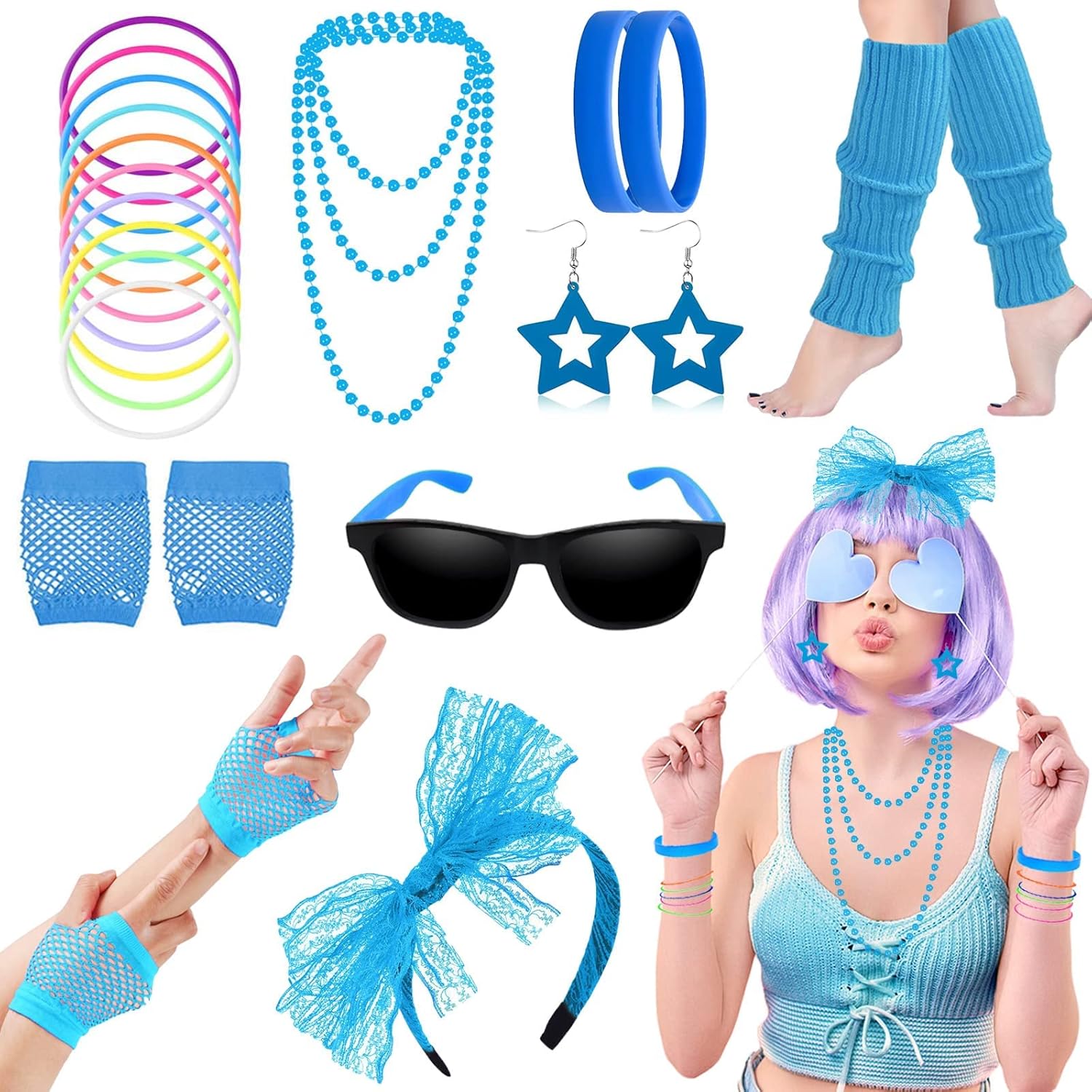 80s Fancy Dress Costumes Accessories, 1980s Fancy Style Neon Dresses Party Sets & Kits for Women