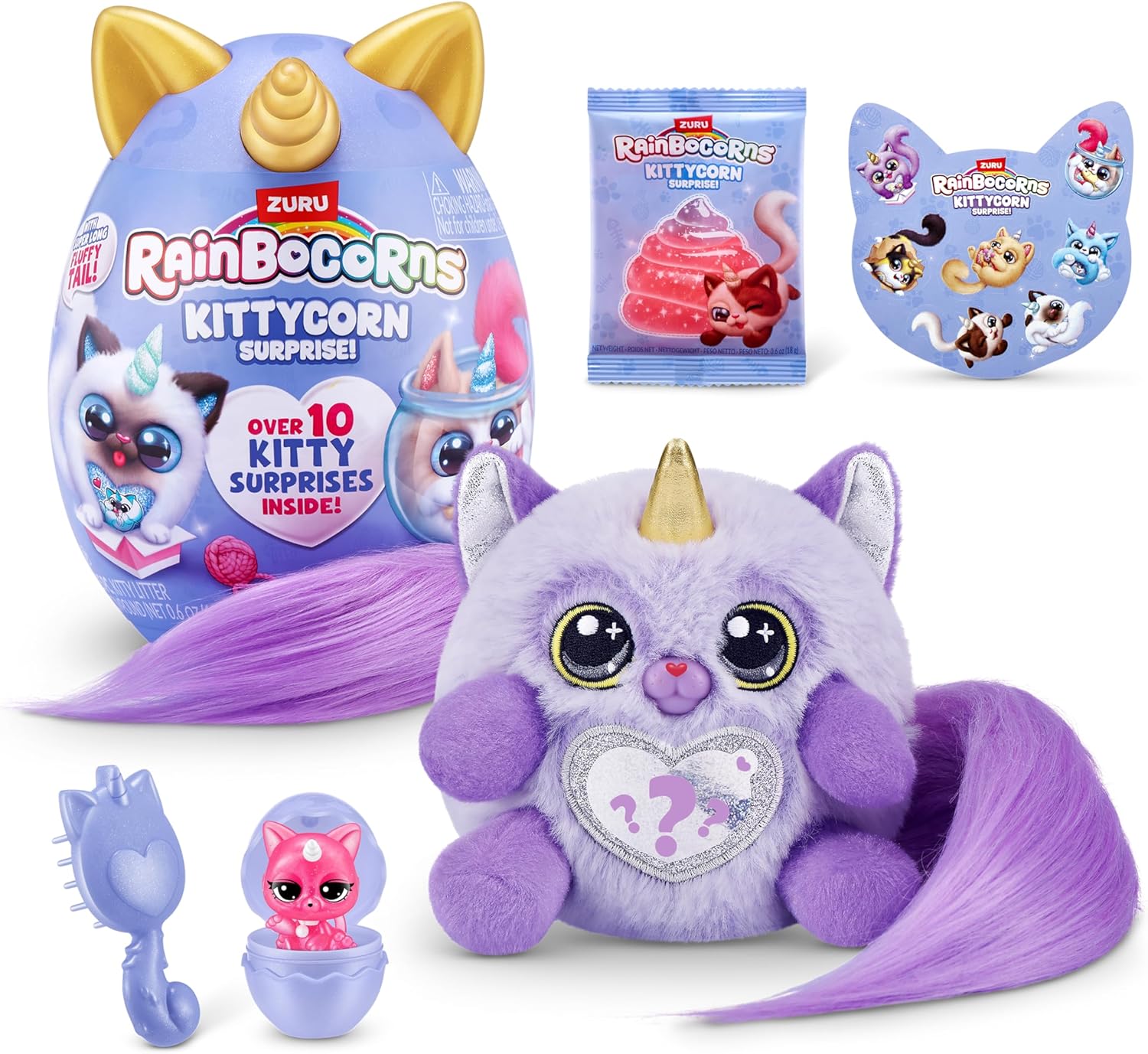Kittycorn Surprise Series 3 (Ragamuffin) by ZURU, Plush Toy, Collectible Plush Stuffed Animal, Slime, Surprise Eggs for Girls