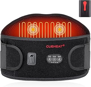 CUEHEAT Heated Waist Belt, Cordless Back and Belly Heating Massage, Electric Rechargeable Battery Powered