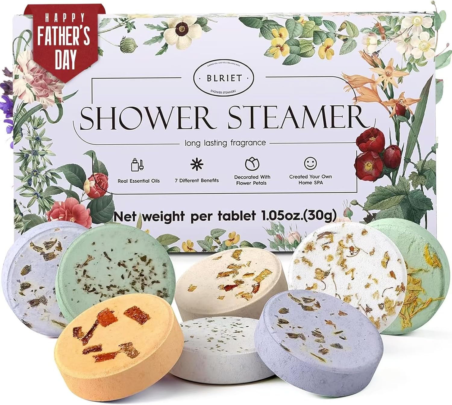 Shower Steamers Aromatherapy BLRIET 8 Pack Gifts for Women, Birthday Christmas White Elephant Gifts Stocking Stuffers for Adults Her Mom Him Home Spa Gym Natural Essential Oil Self Care Relaxation