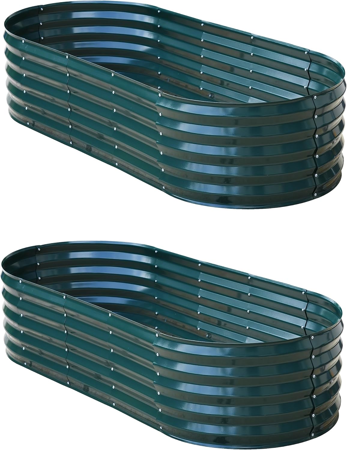 Garden Gear Galvanised Metal Raised Vegetable Flower Planter Trough Grow Bed Box Set up Six Shapes Outdoor Herb Garden in Hunter Green (Hunter Green x2)