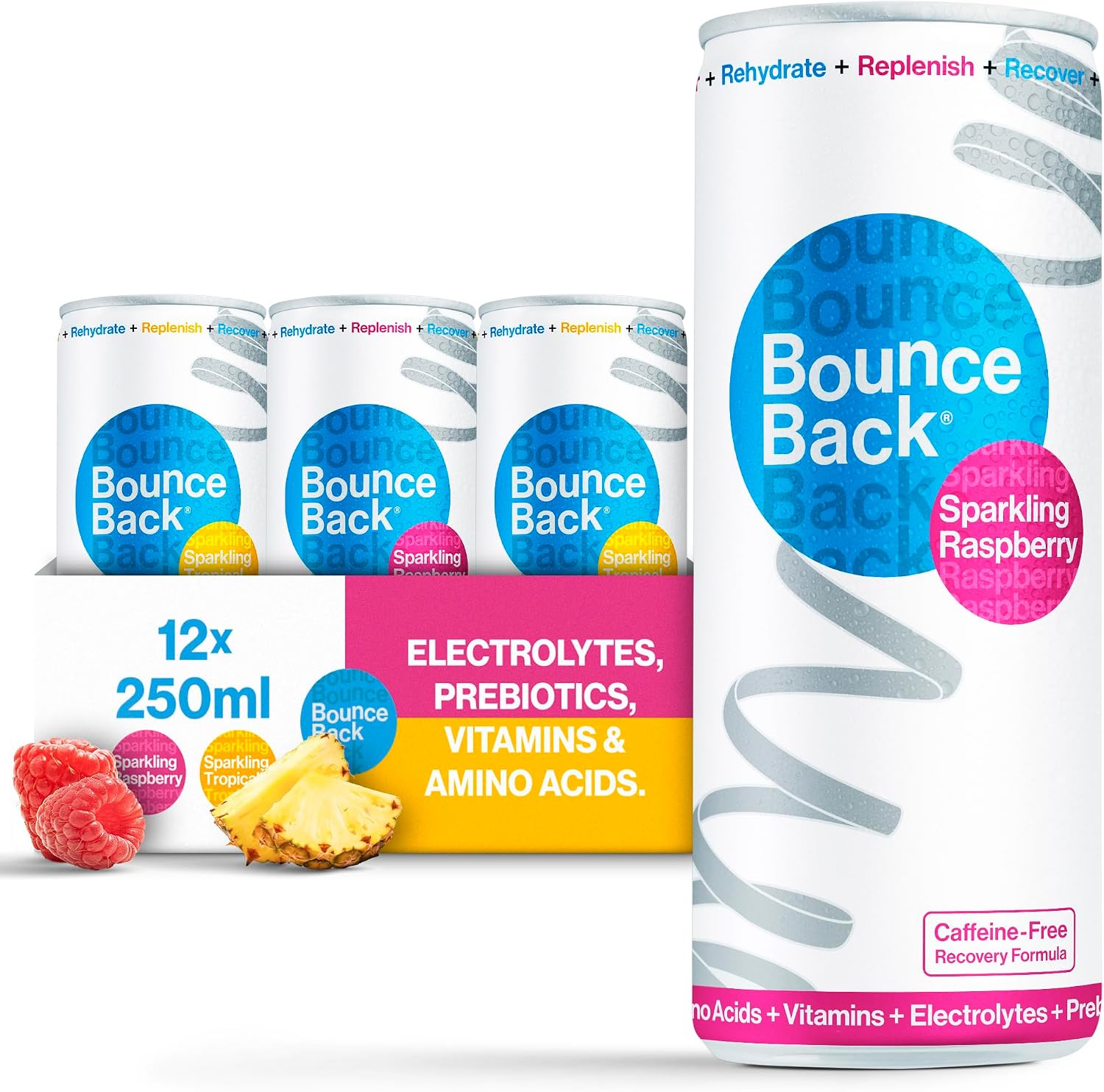 Bounce Back Caffeine-Free Recovery Drink with B12, Mixed Pack 12 x 250ml
