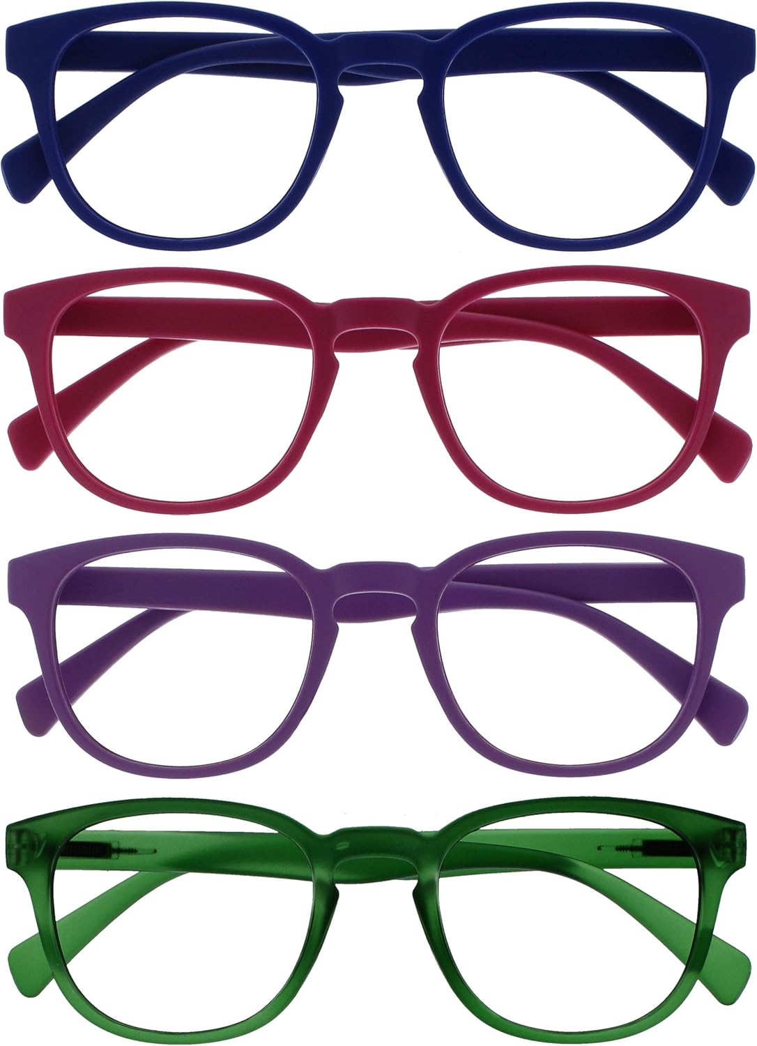 OPULIZE Pop Reading Glasses 3 4 5 Pack Fun Round Matt Frame Spring Hinges Scratch Resistant Mens Womens RRR2 RRRR2 RRRRR2