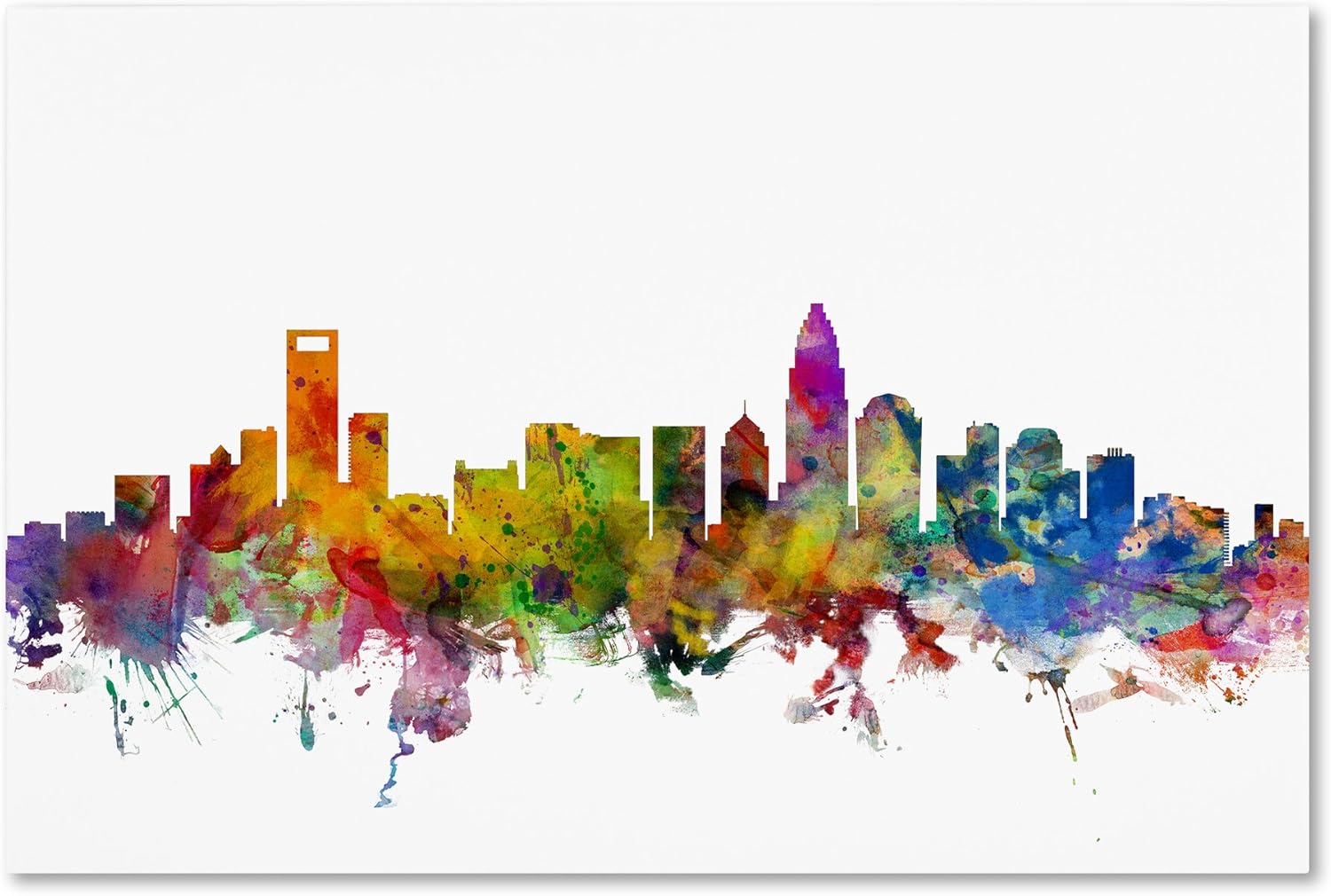Trademark Fine Art Charlotte North Carolina Skyline Canvas Art by Michael Tompsett, 30 x 47"