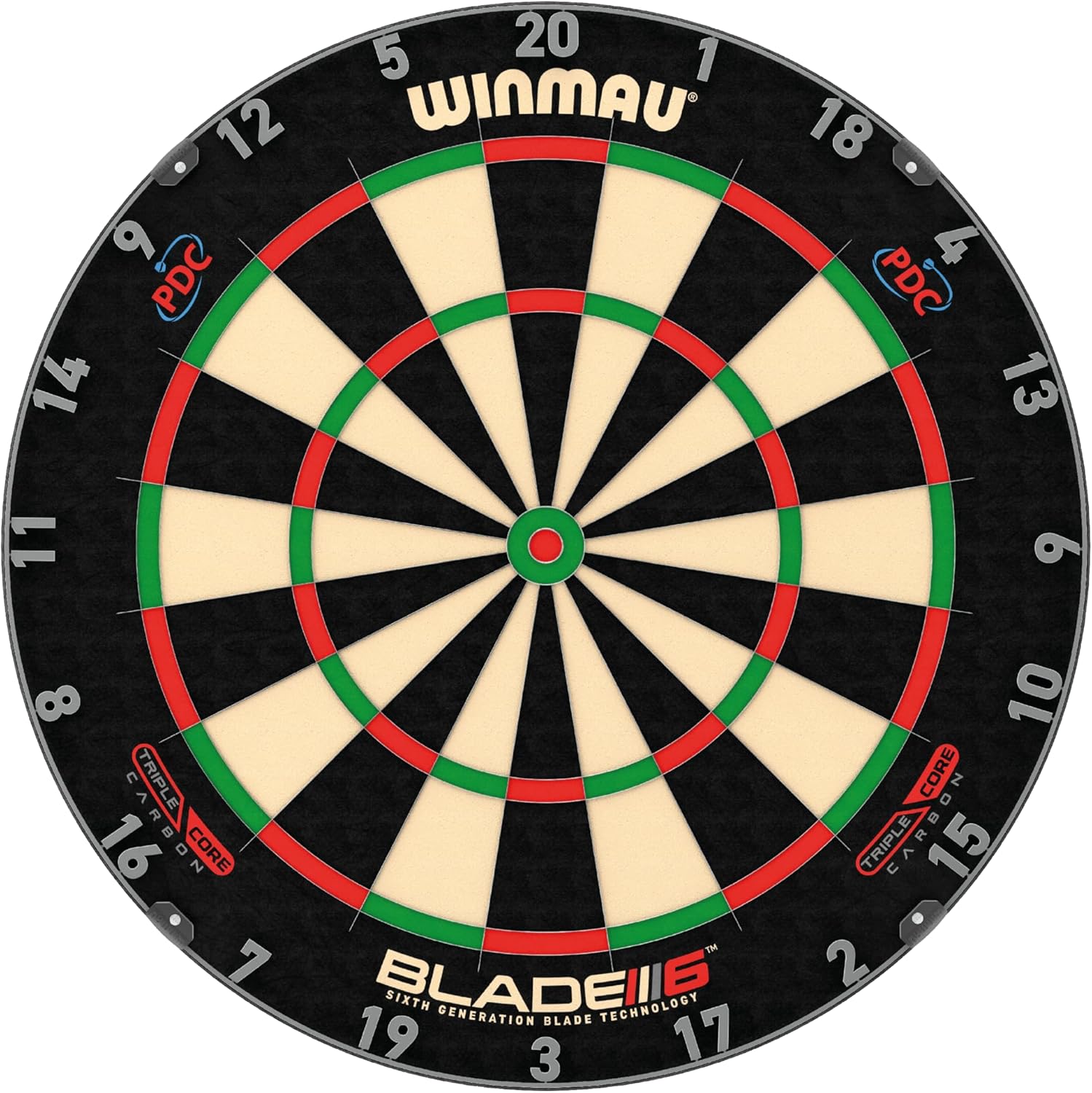 WINMAU Darts Blade 6 Triple Core Carbon Professional PDC Dartboard with Official Tournament Specifications | Endorsed by The PDC
