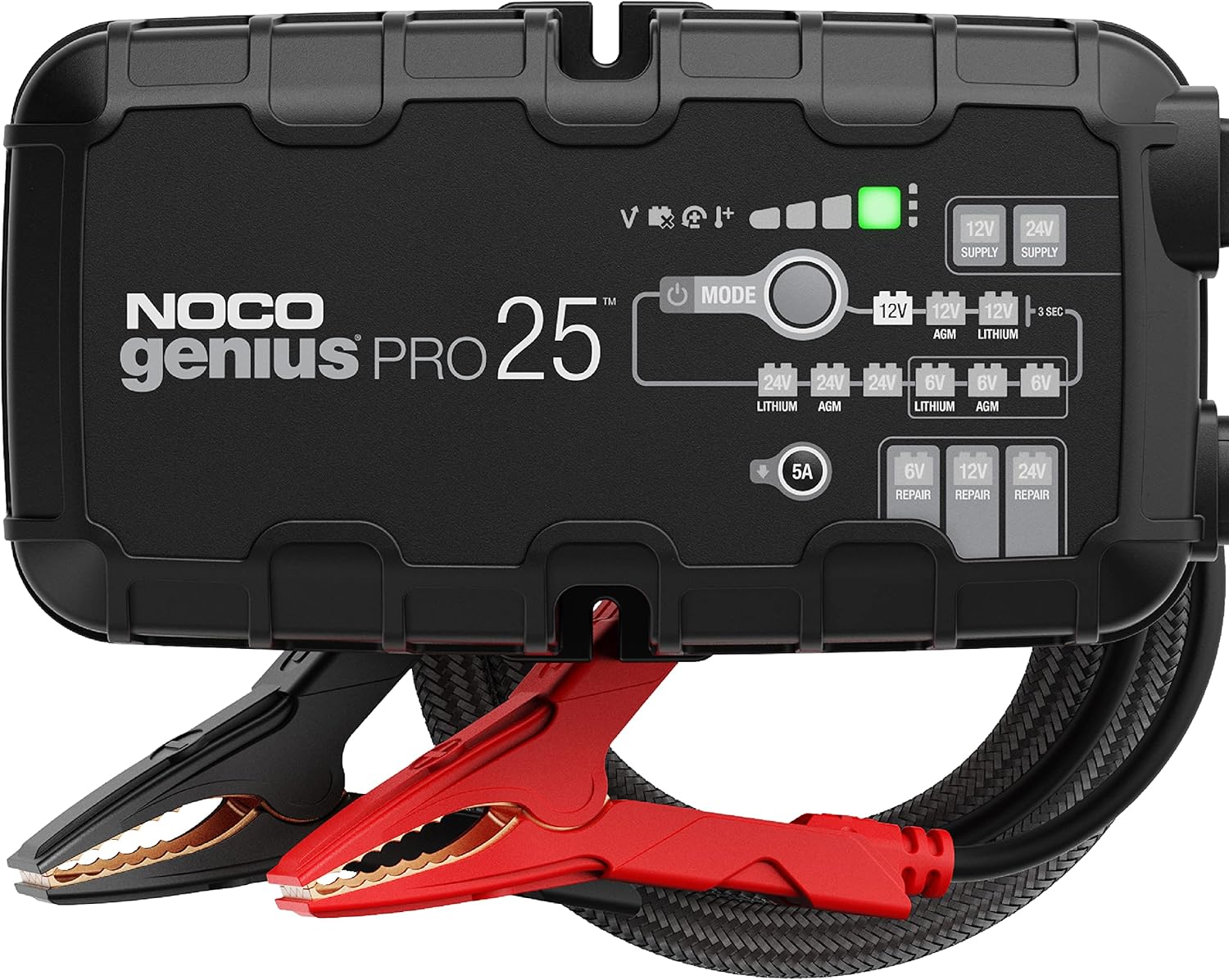 NOCO GENIUSPRO25: 25A 6V/12V/24V Professional Smart Battery Charger – Maintainer, Desulfator & Power Supply with Overcharge Protection & Thermal Compensation – For Lead-Acid & Lithium Batteries