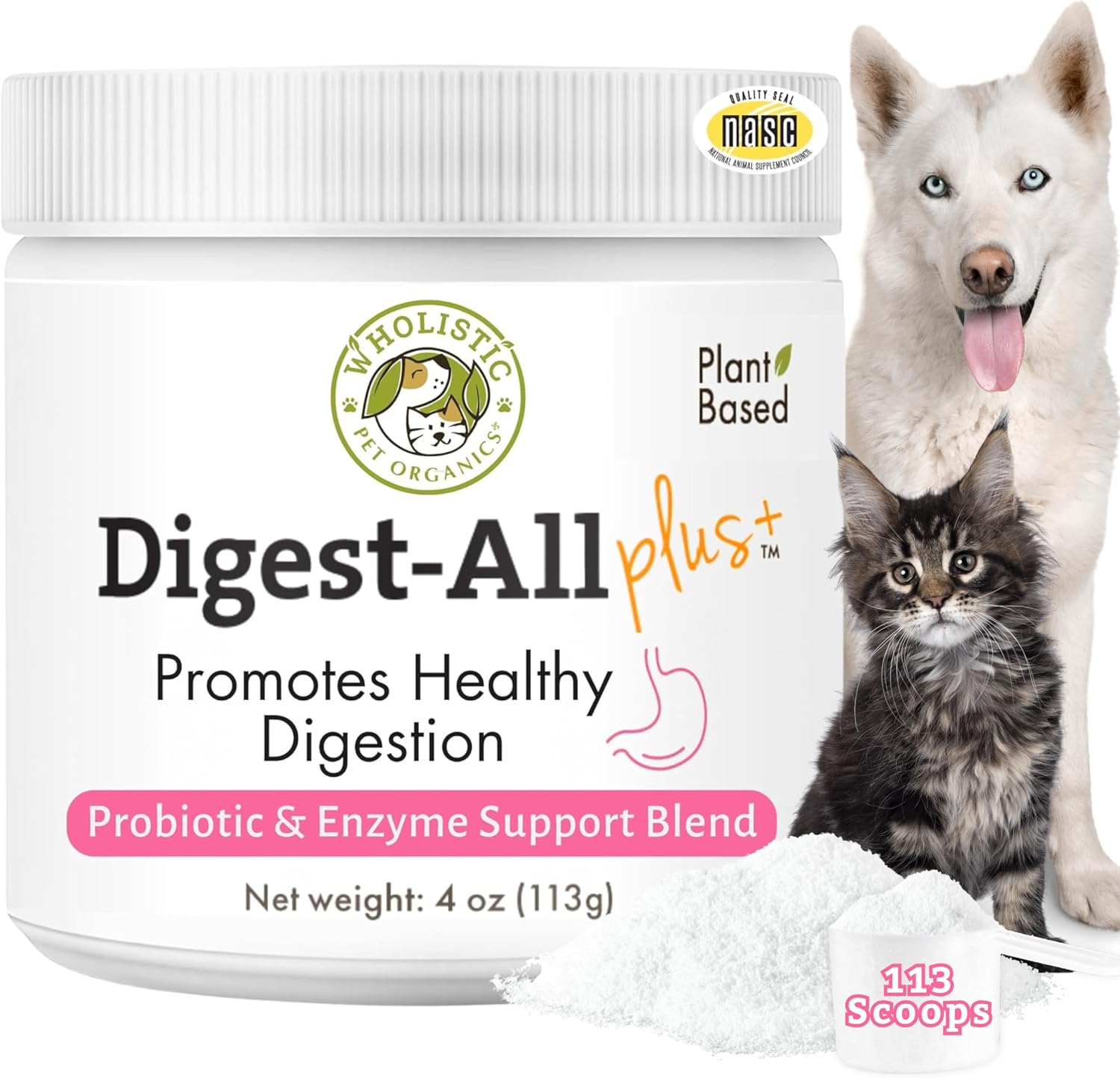 Probiotics for Dogs and Cats with Prebiotics, 4 Oz, 113 Scoops