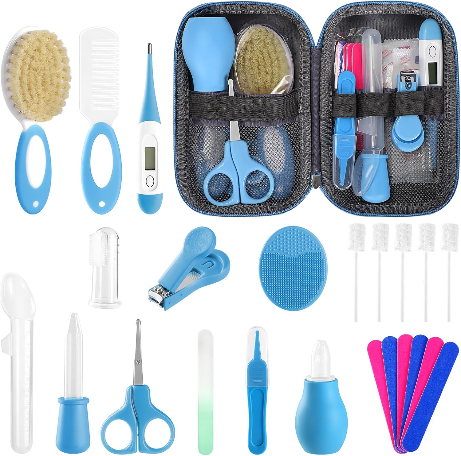 POPYJAN Baby Healthcare and Grooming Kit for Newborn Kids, 36PCS Upgraded Safety Care Kit, Nursery Health Set, Products Blue-18pcs