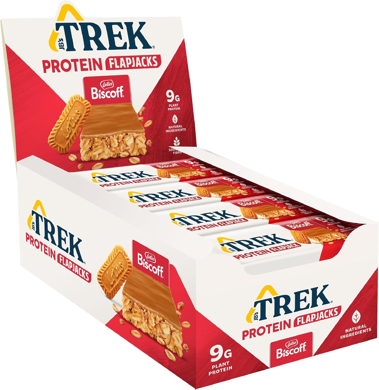JB's TREK High Protein Flapjack Biscoff - Plant Based - Vegan Snack - 50 g x 16 bars