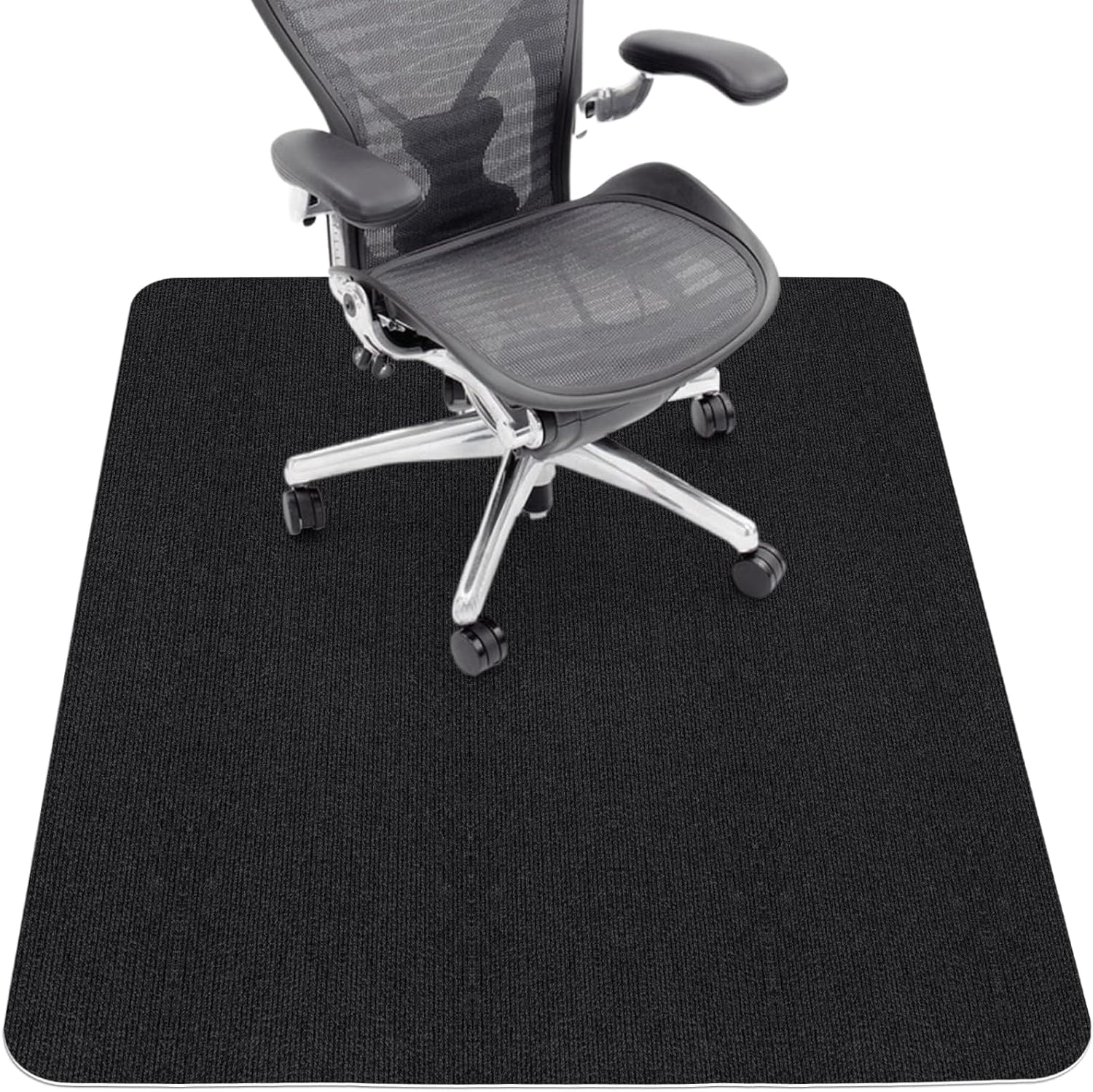 Sycoodeal Office Chair Mat for Hardwood Floor,Office Computer Gaming Chair Mat for Tile Floor,Large Floor Protector Rug,Anti-Slip,Easy to Clean,Pure Black(48"x36")