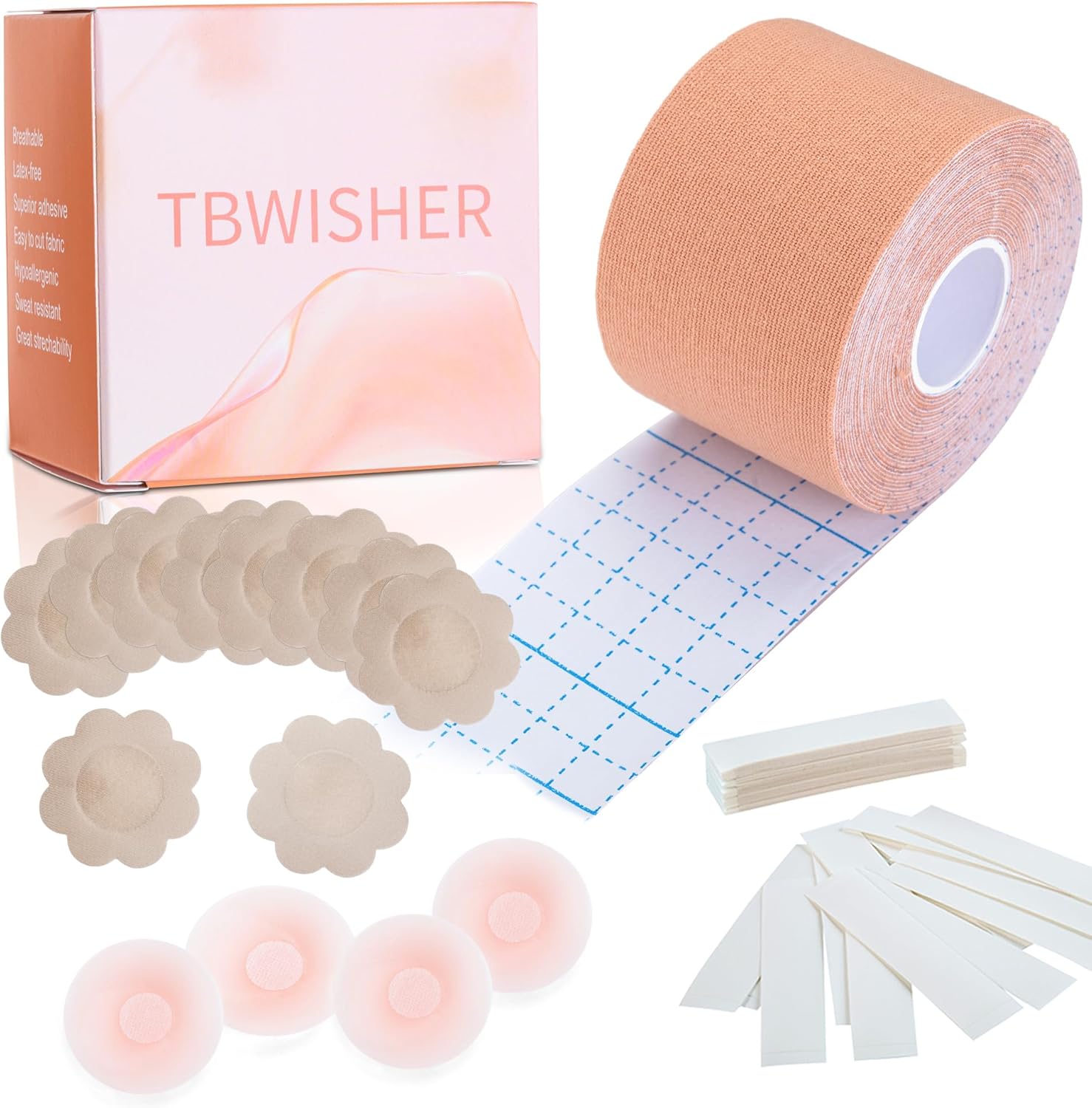 Tbwisher Boob Tape for Breast Lift Boobytape -Sticky Body Tape for Push-up Shape for Breast Support Lift