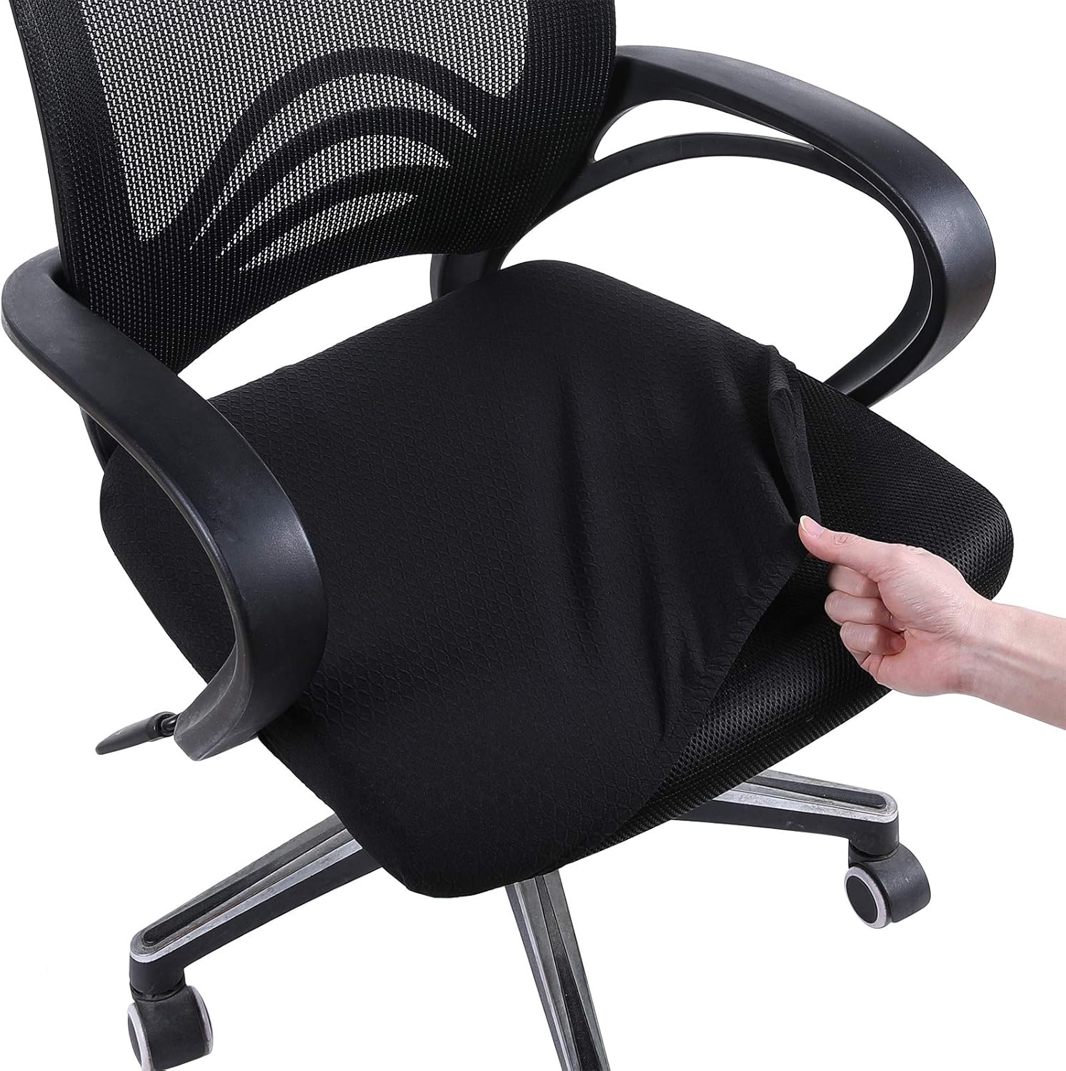 smiry Stretch Chair Seat Covers for Office, Black 1PC Jacquard Office Chair Slipcovers
