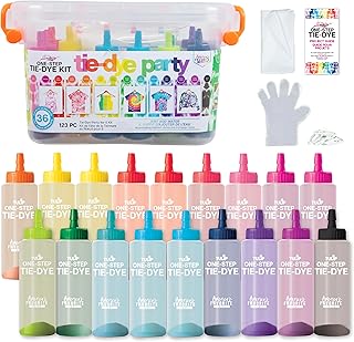Tulip One-Step Tie-Dye Party, 18 Pre-Filled Bottles, Creative Group Activity, All-in-1 Fashion Design Kit, 1 Pack, Rainbow
