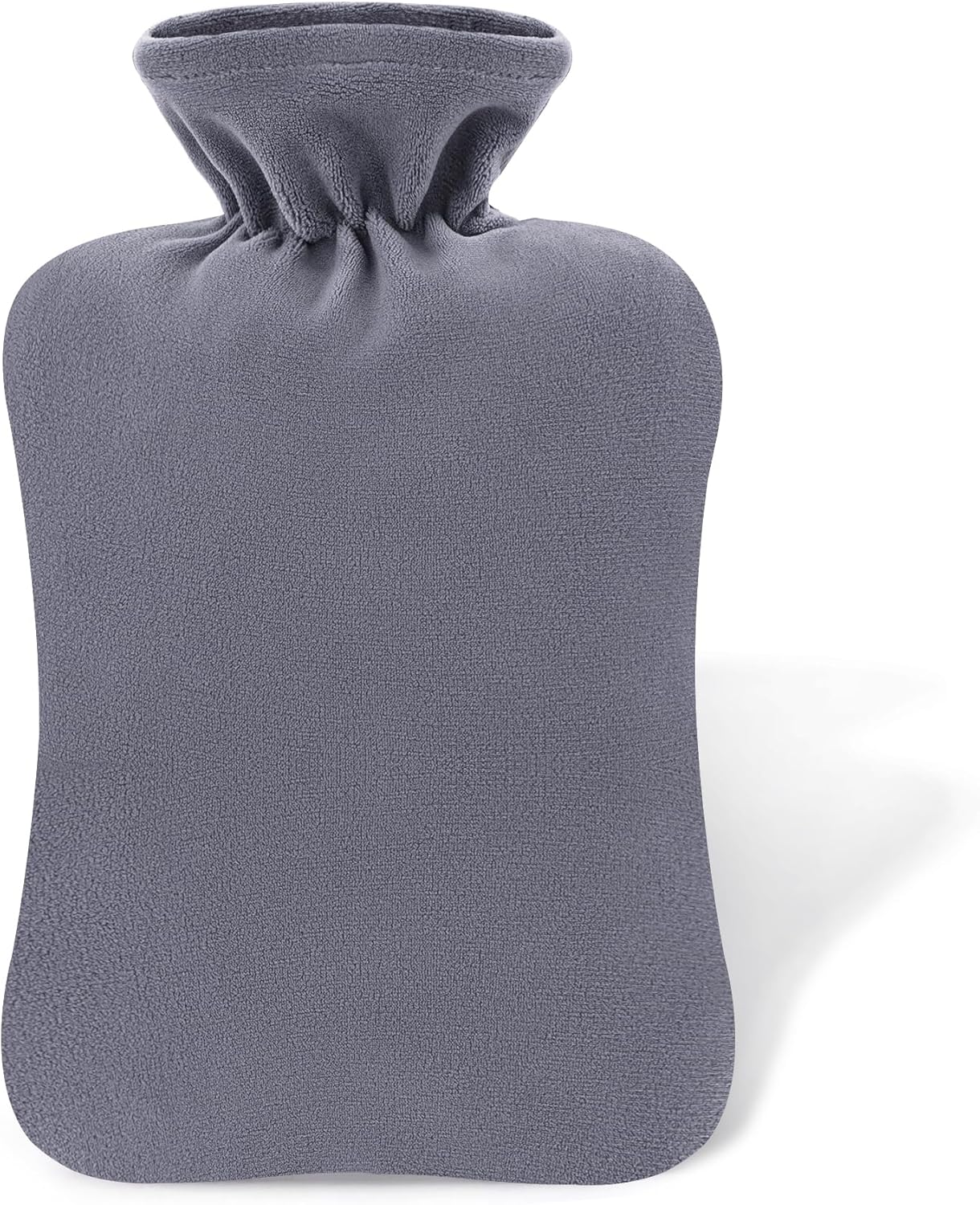 Attmu 2L Hot Water Bottle, Rubber Hot Water Bag for Pain Relief Menstrual Cramps, Hot & Cold Compress, Hand & Feet Warmer with Soft Polar Fleece Cover - Dark Gray