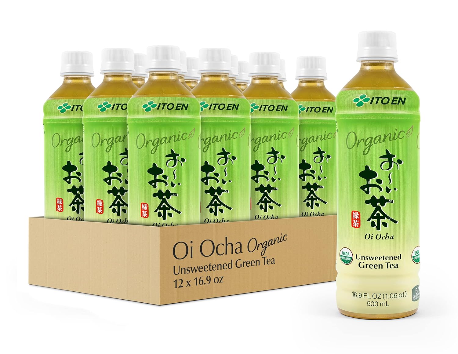 Ito En Organic Oi Ocha Unsweetened Green Tea, 16.9 Ounce (Pack of 12), Zero Calories