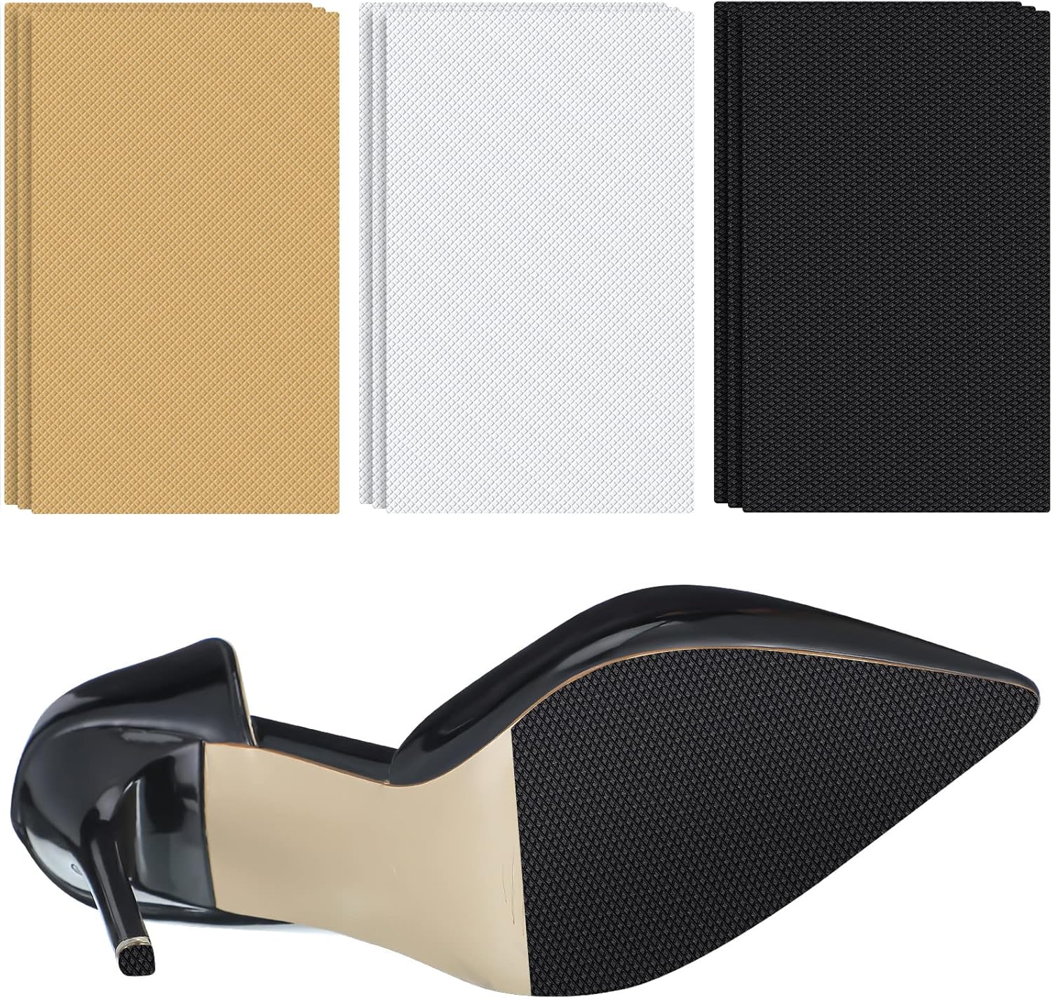 Timtin 9 Pcs Shoe Sole Protectors Self Adhesive Nonslip Pads Anti Slip Shoe Grip Sticker for High Heels, Rubber Silicone Resistant High Heels (5.1 x 3.15 x 0.04 Inch)