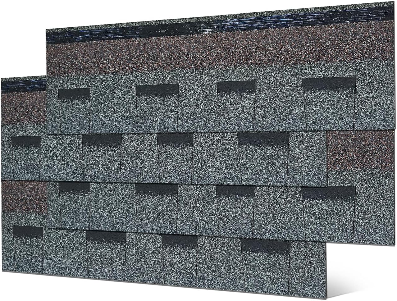 Roofing Shingles for Roof House Repair Tiles Shed Decor,Asphalt Shingles (Gray-Architechtural) 8PCS,39.4"x13.4"