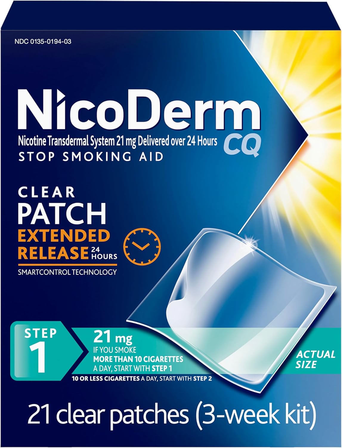 NicoDerm CQ Nicotine Patches and Support Program 21 mg, Step 1 - 21 Ct