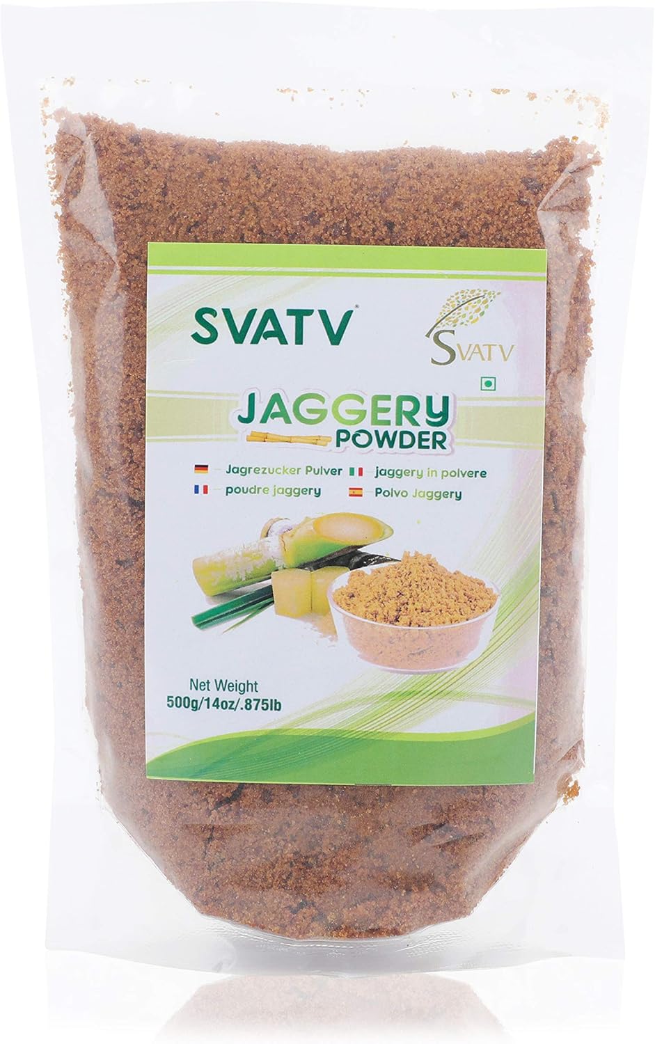 SVTAV Jaggery Powder, Hand Crushed Gur Powder | Natural Sweetener | Brown Sugar | Indian Sugar Cane Substitute | No Preservatives Added | No Artificial Flavors - 500g, 17.63oz