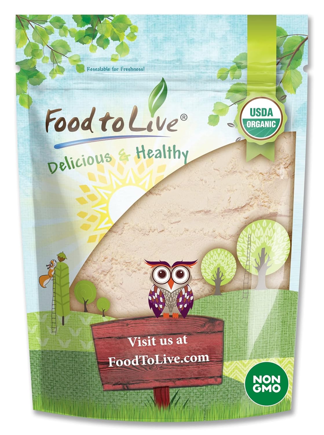 Food to Live - Organic Coconut Flour, 2 Pounds - Non-GMO, Kosher, Raw, Vegan, Unsweetened, Unrefined, Unsulfured Fine Powder, Bulk, Great for Baking